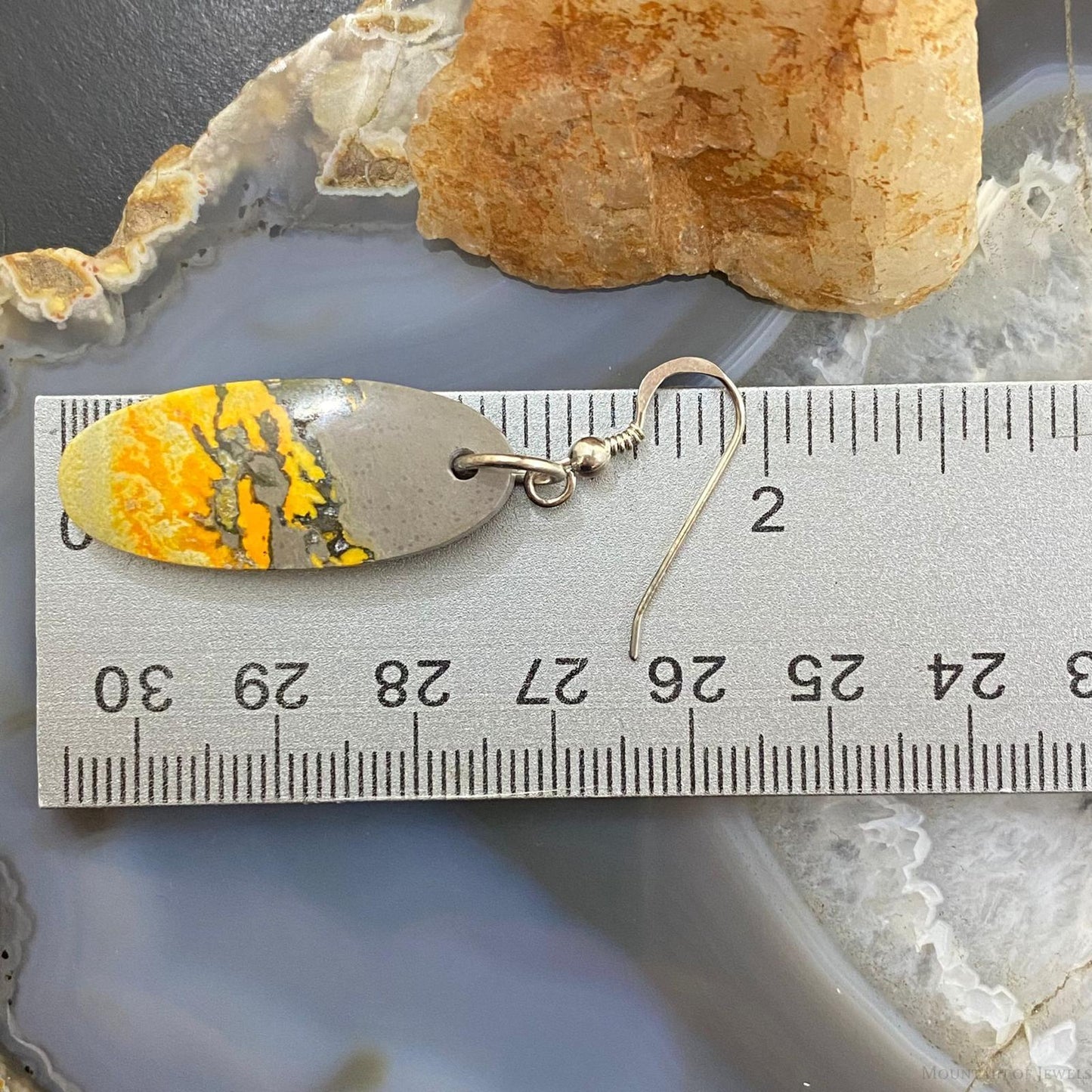 Sterling Silver Oval Bumblebee Jasper Dangle Earrings For Women #025