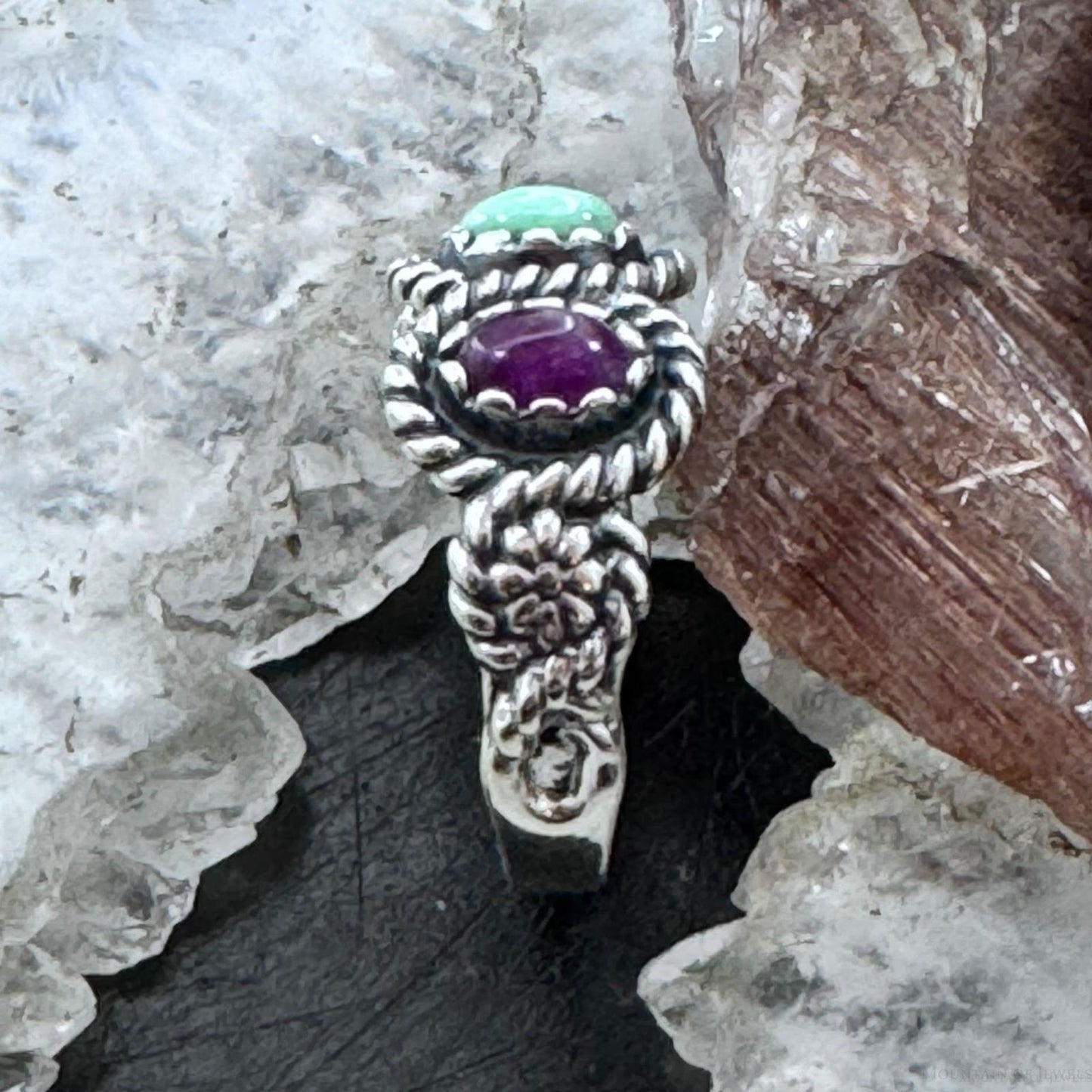 Carolyn Pollack Sterling Silver Oval Lapis, Variscite & Charoite Ring For Women