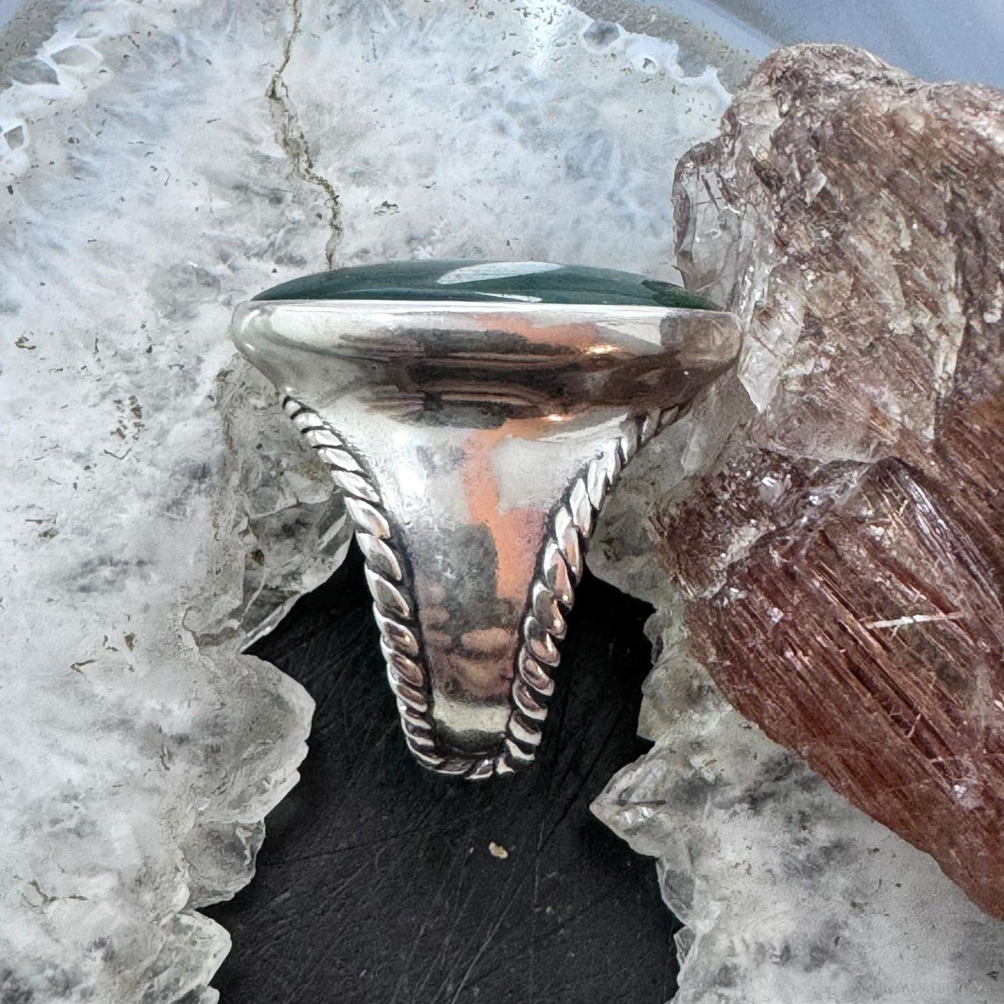 Carolyn Pollack Sterling Silver Large Oval Jadeite Shield Ring Size 6 For Women