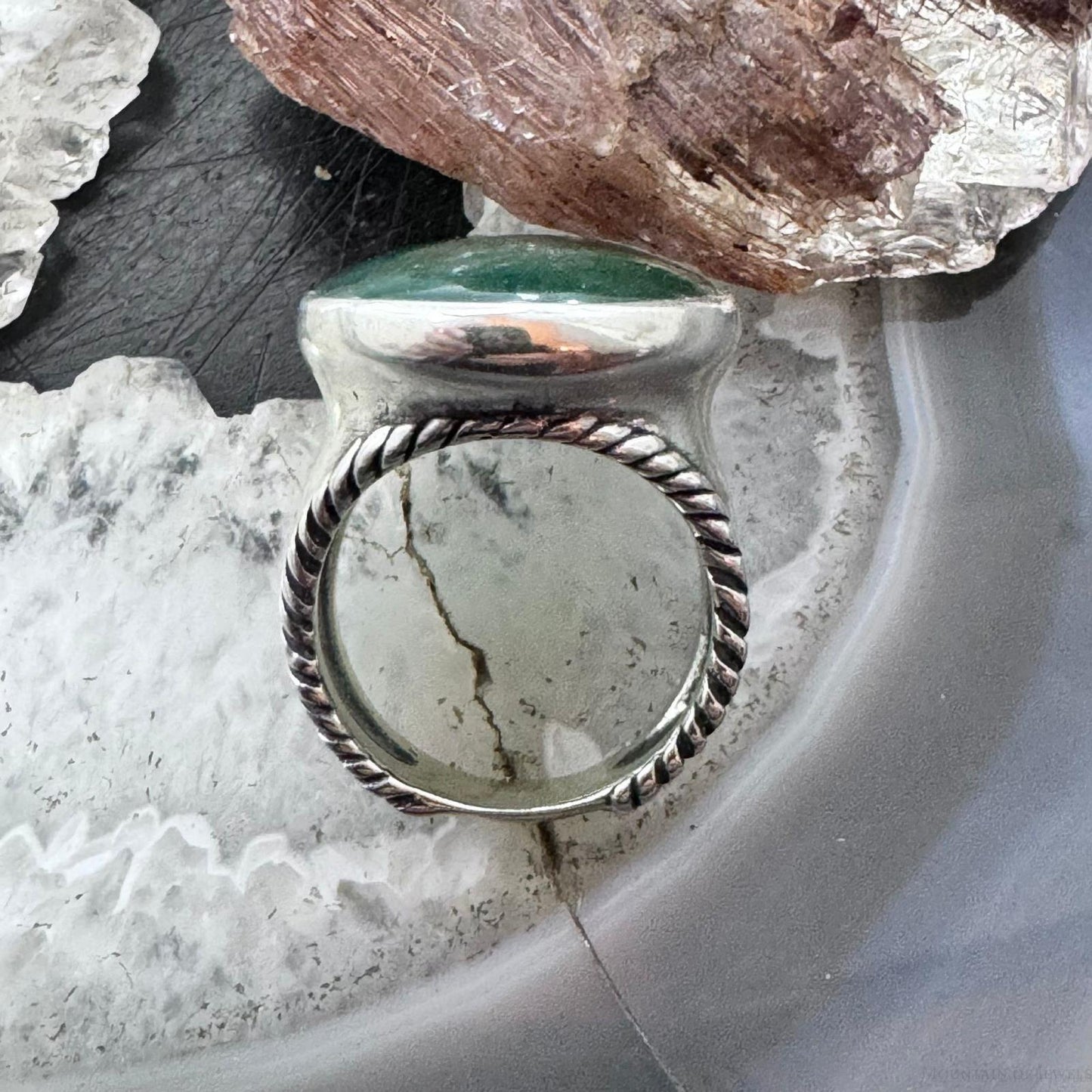Carolyn Pollack Sterling Silver Large Oval Jadeite Shield Ring Size 6 For Women