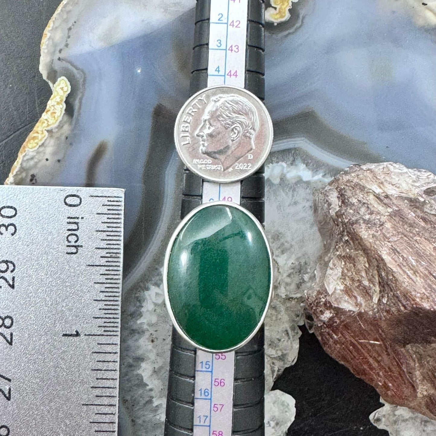 Carolyn Pollack Sterling Silver Large Oval Jadeite Shield Ring Size 6 For Women