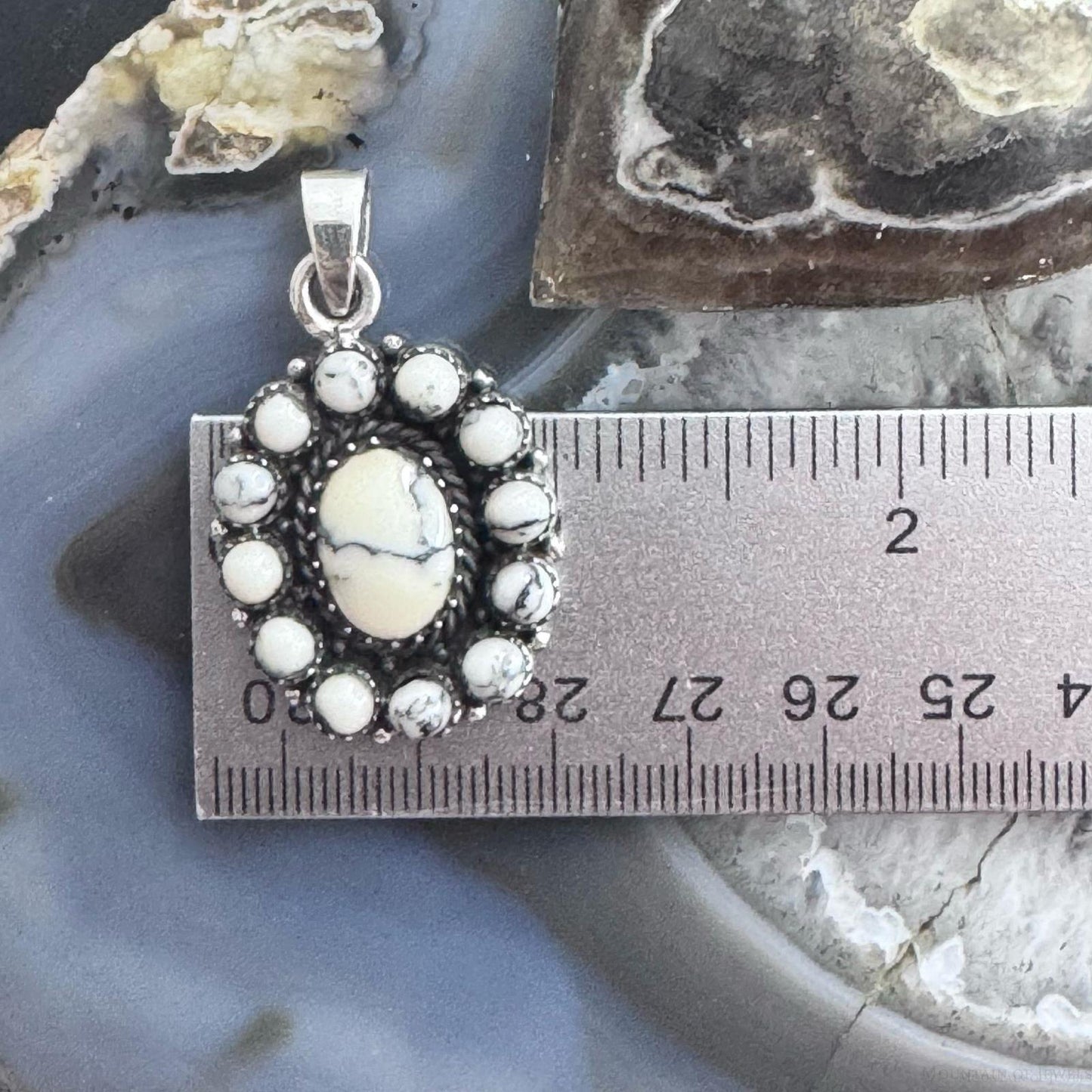 Sterling Silver Southwestern Style Howlite Cluster Decorated Pendant For Women