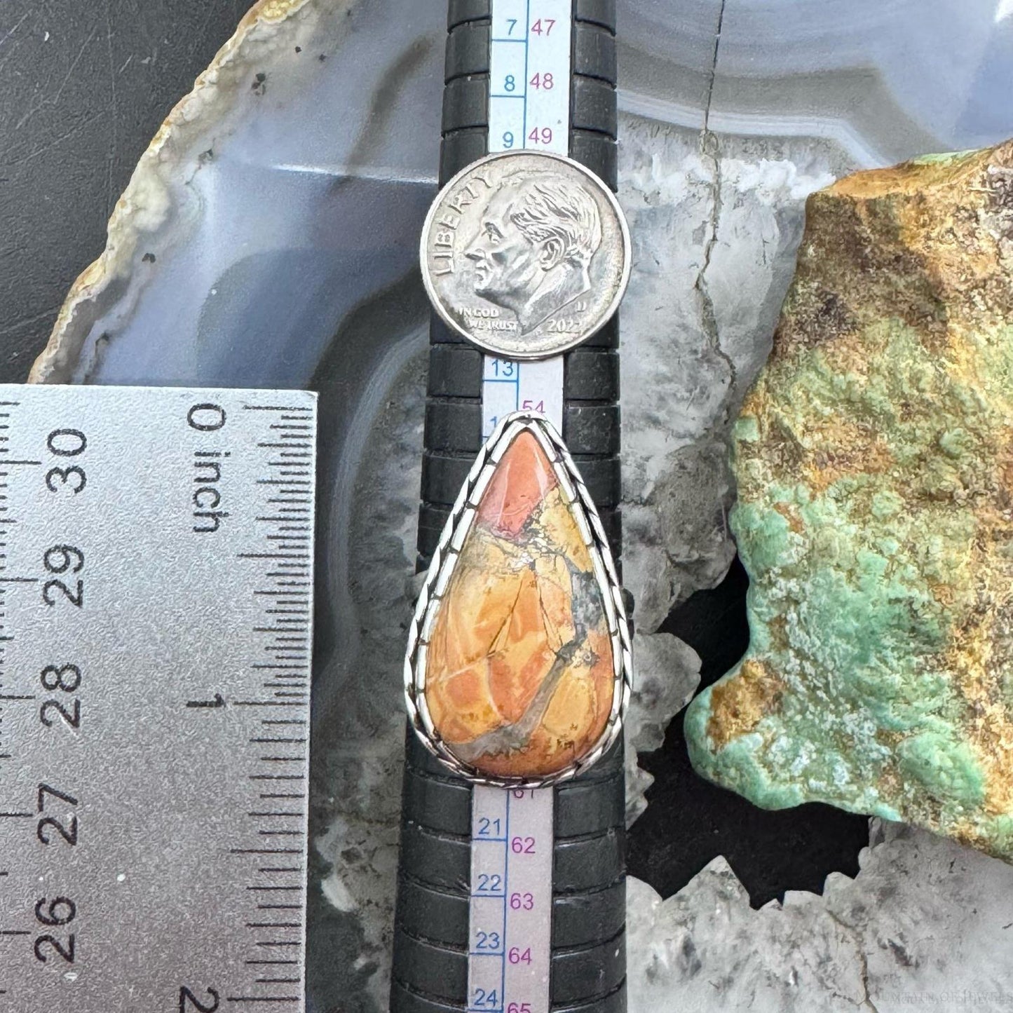 Sterling Silver Southwestern Style Teardrop Maligano Jasper Ring Size 8.5 For Women