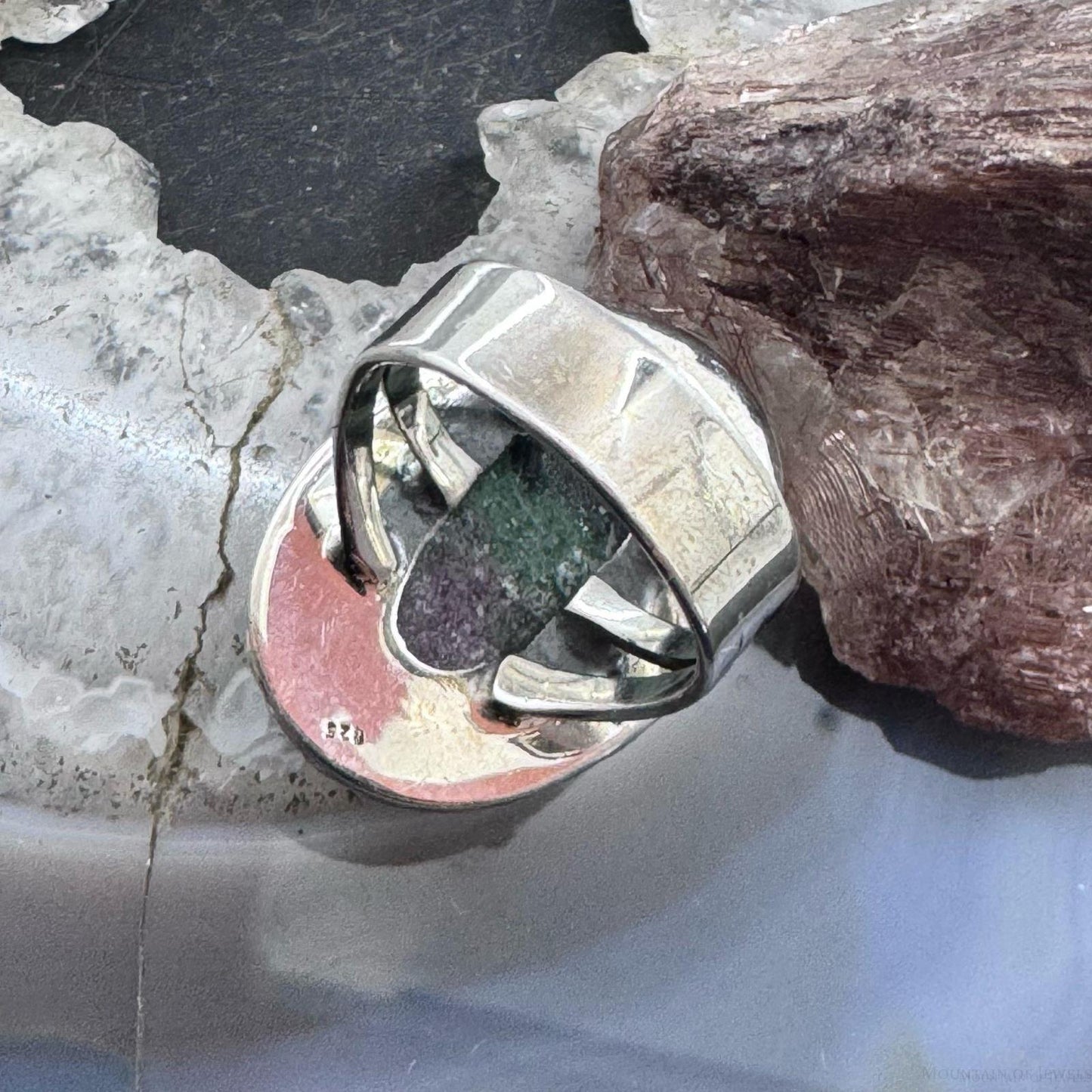 Sterling Silver Southwestern Style Oval Ruby Zosite Ring Size 7 For Women