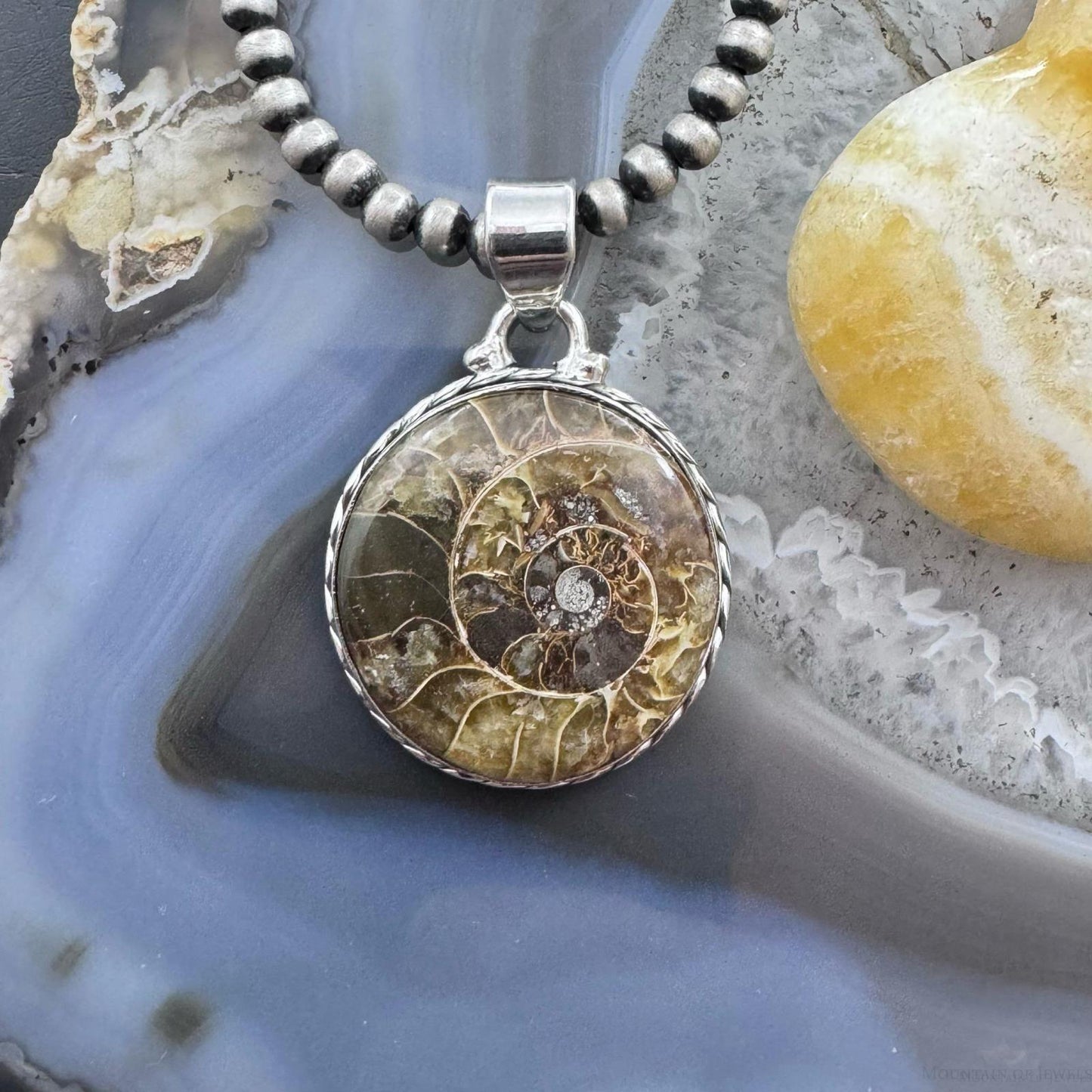 Sterling Silver Southwestern Style Rounded Emmolite Pendant For Women
