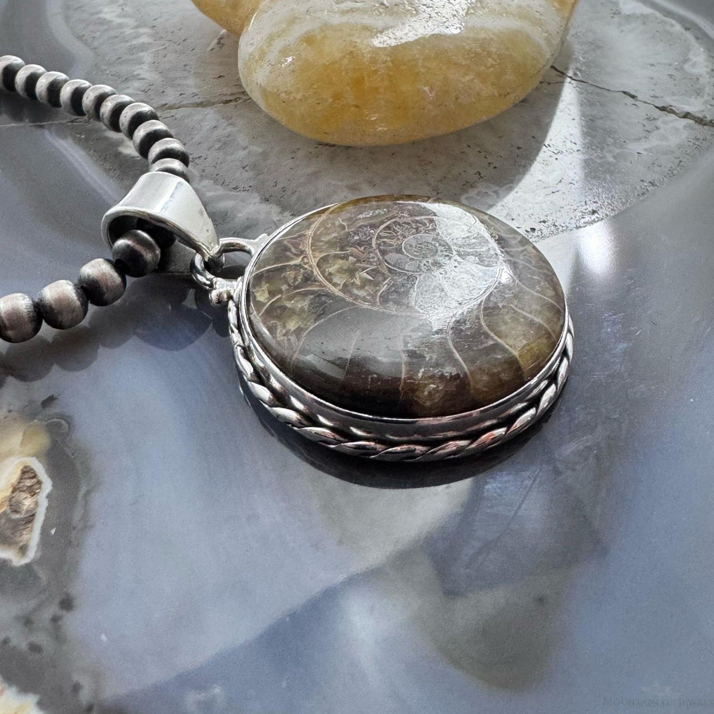 Sterling Silver Southwestern Style Rounded Emmolite Pendant For Women