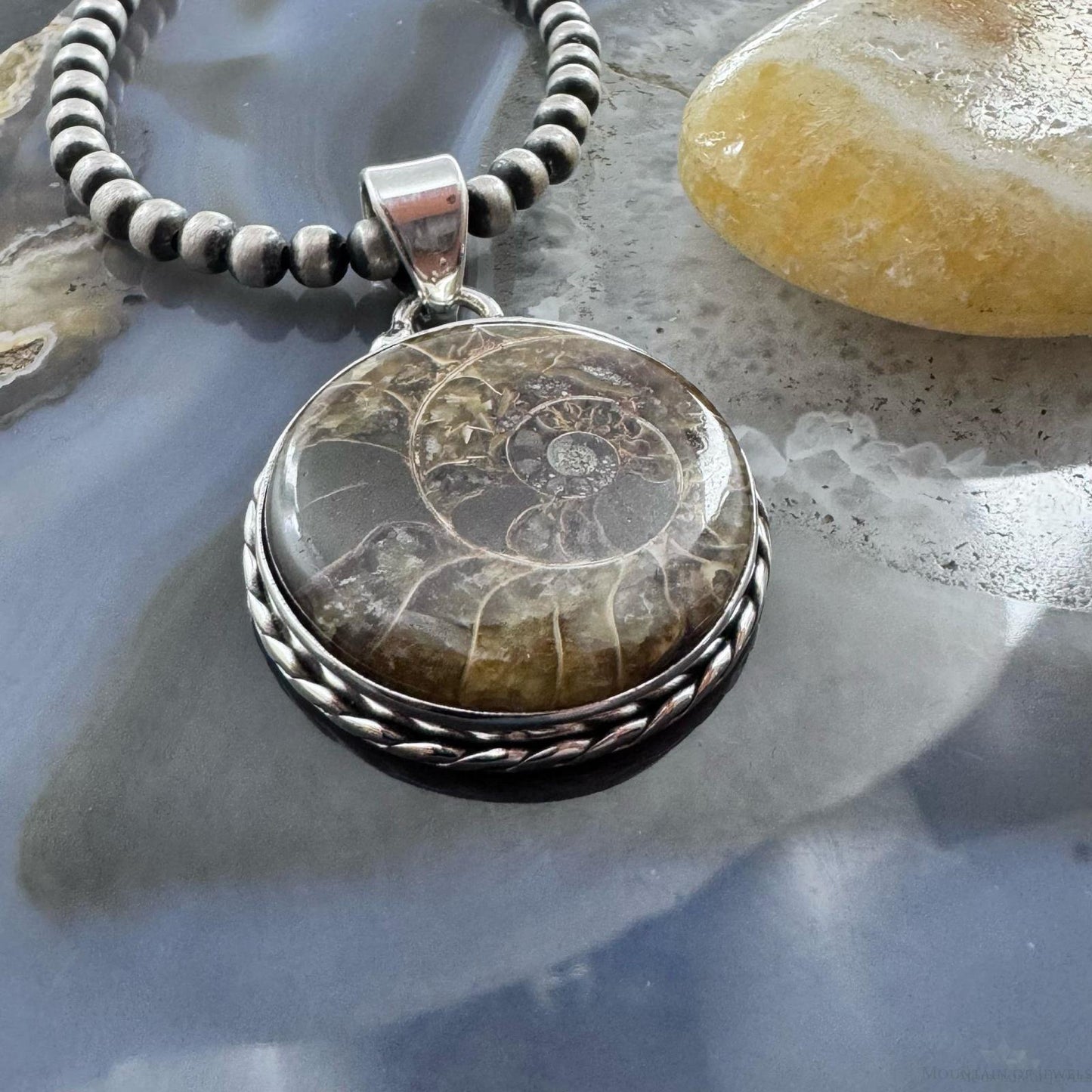 Sterling Silver Southwestern Style Rounded Emmolite Pendant For Women