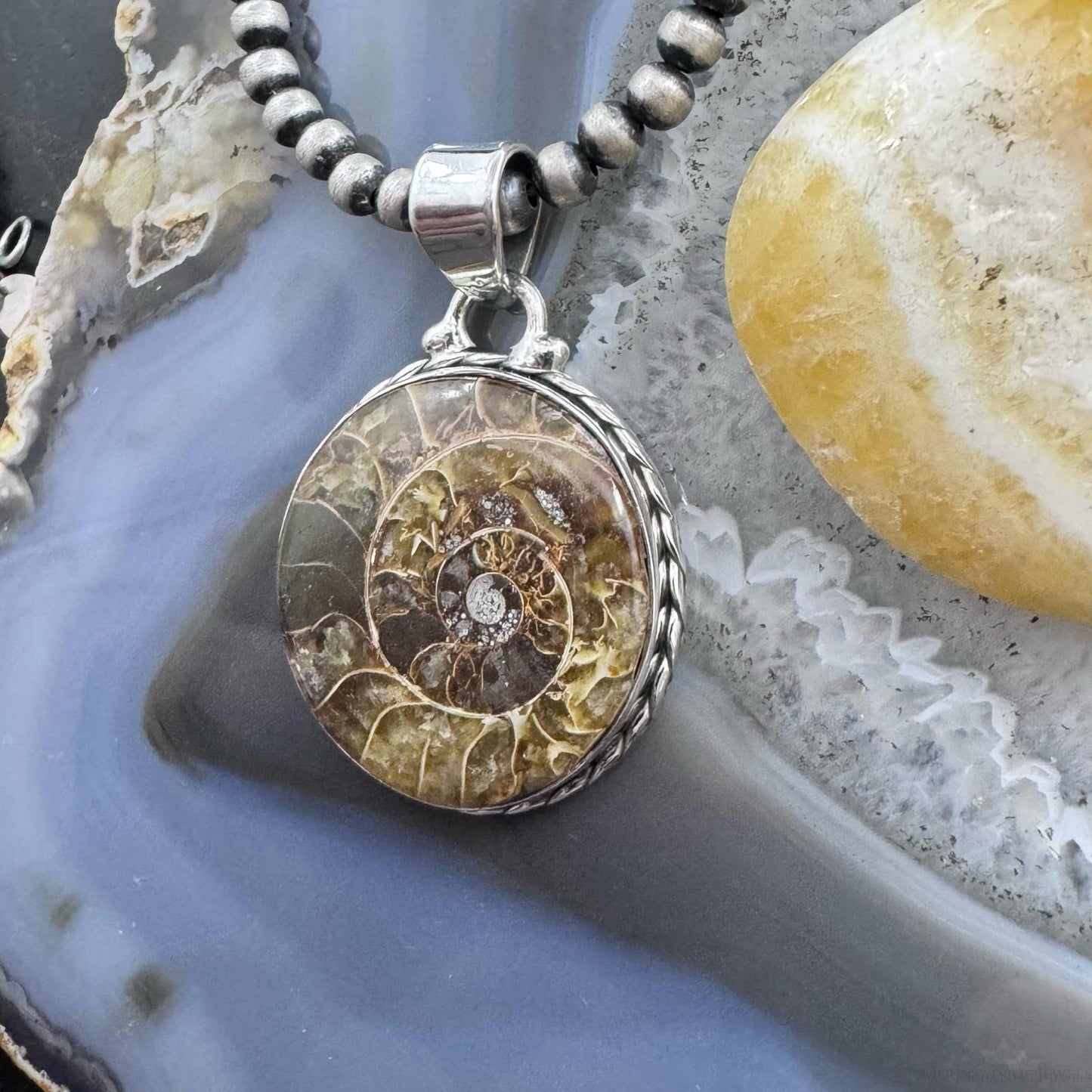 Sterling Silver Southwestern Style Rounded Emmolite Pendant For Women