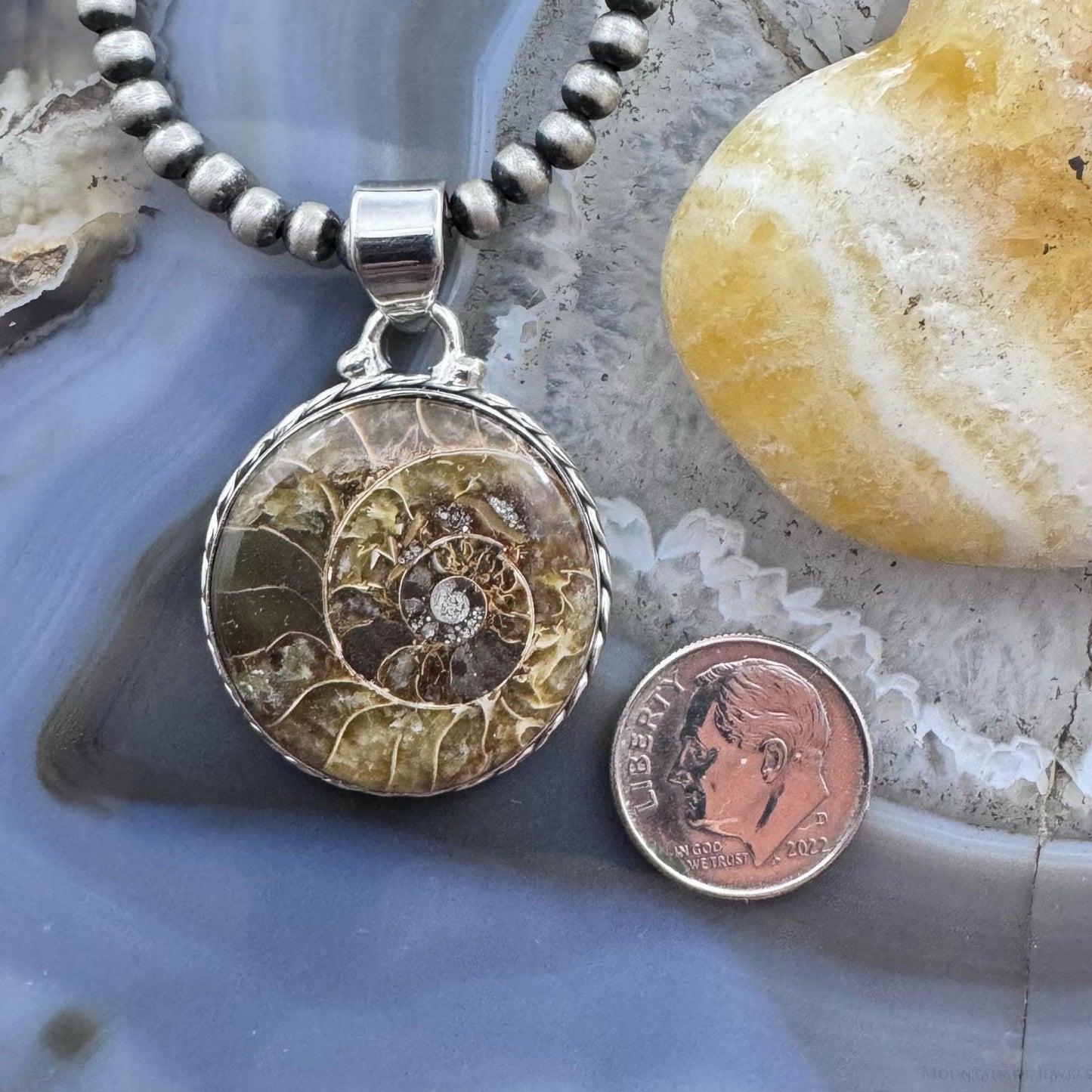 Sterling Silver Southwestern Style Rounded Emmolite Pendant For Women