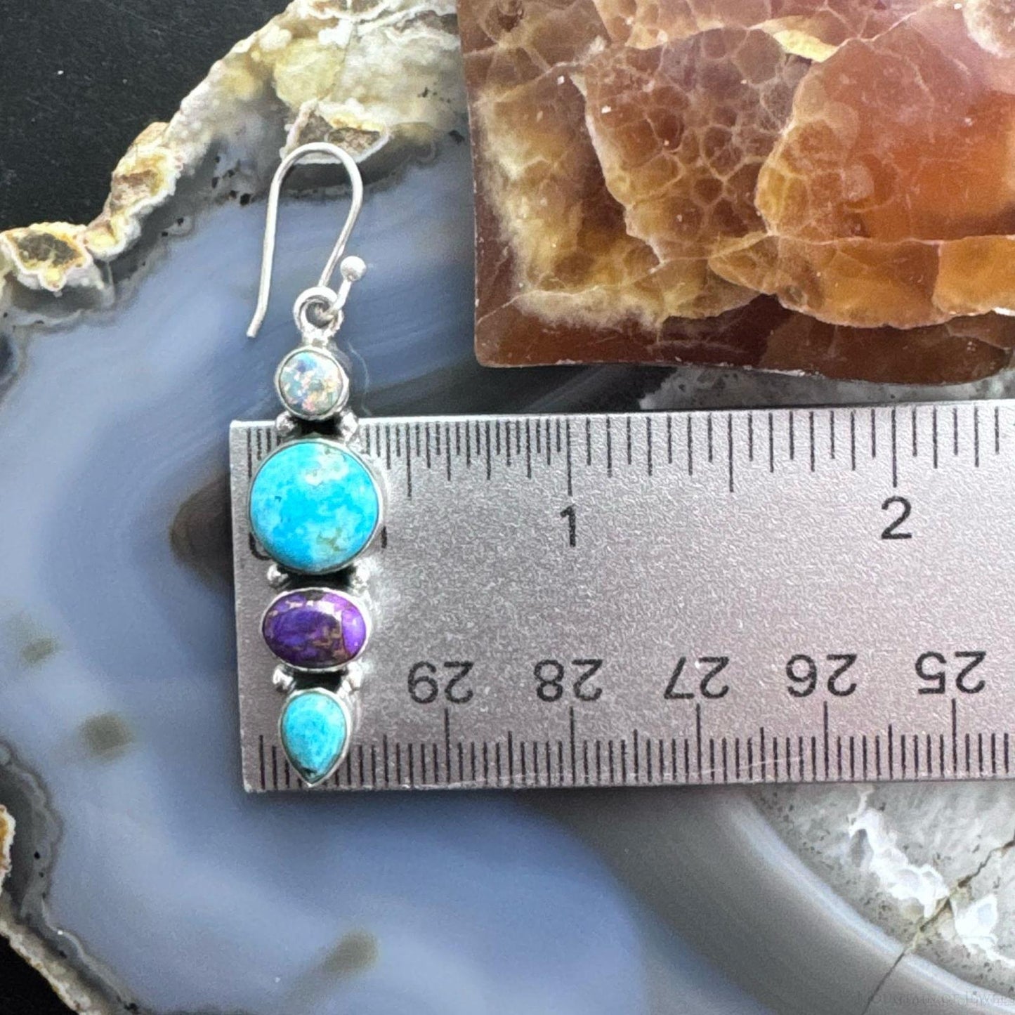 Sterling Silver Southwestern Style Multistone Cluster Dangle Earrings For Women #18