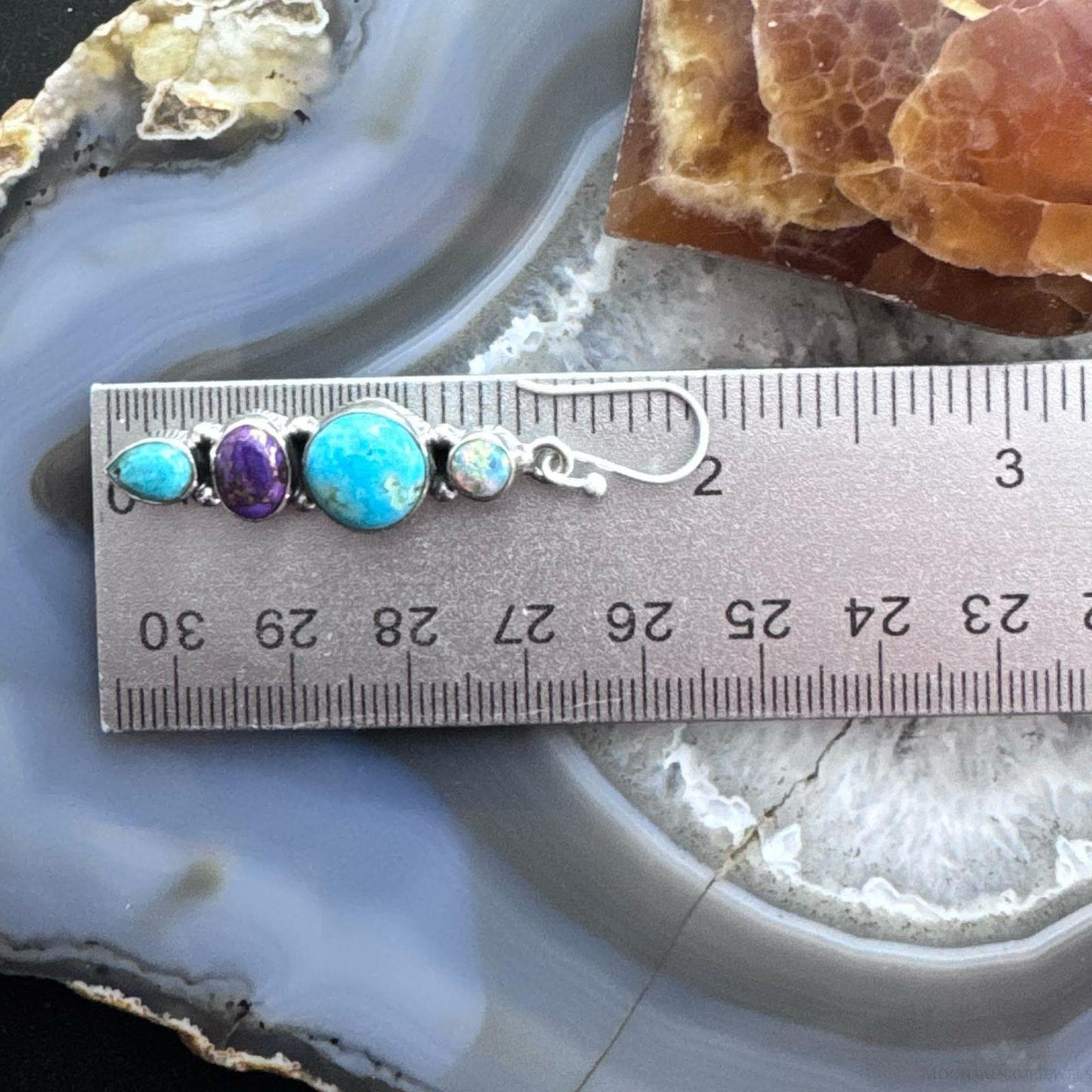 Sterling Silver Southwestern Style Multistone Cluster Dangle Earrings For Women #18