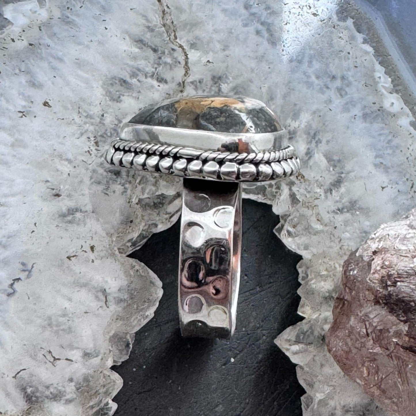 Sterling Silver Southwestern Style Maligano Jasper Ring Size 8.25 For Women