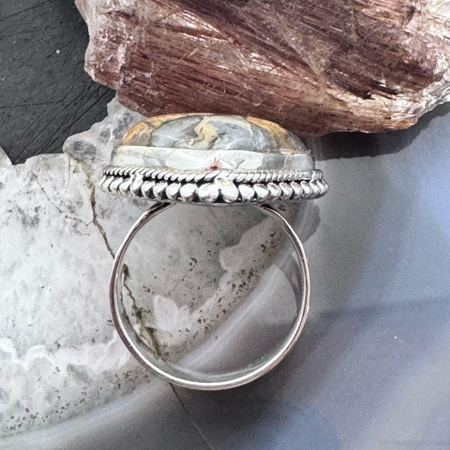 Sterling Silver Southwestern Style Maligano Jasper Ring Size 8.25 For Women