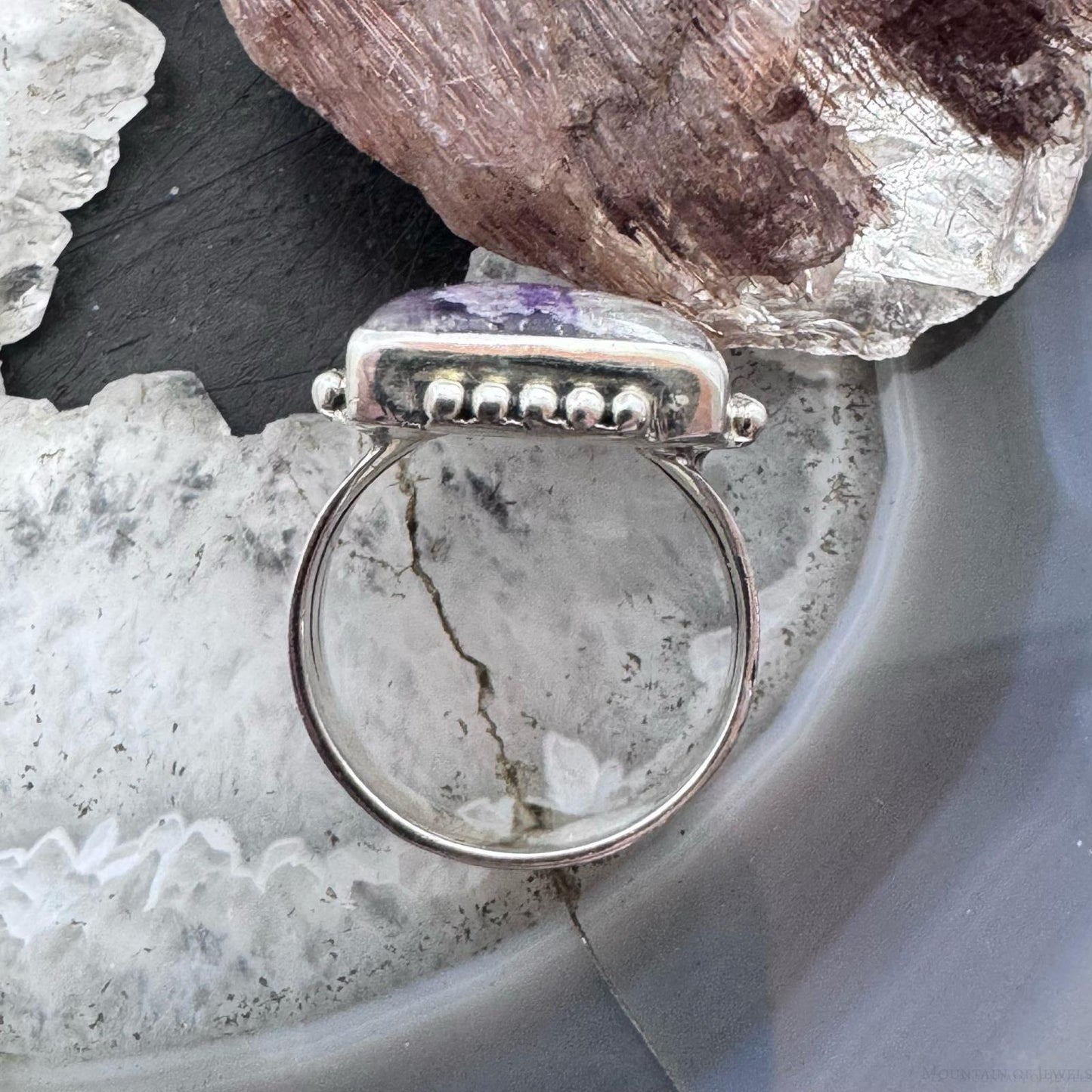Sterling Silver Southwestern Style Square Flourite Ring Size 9.5 For Women