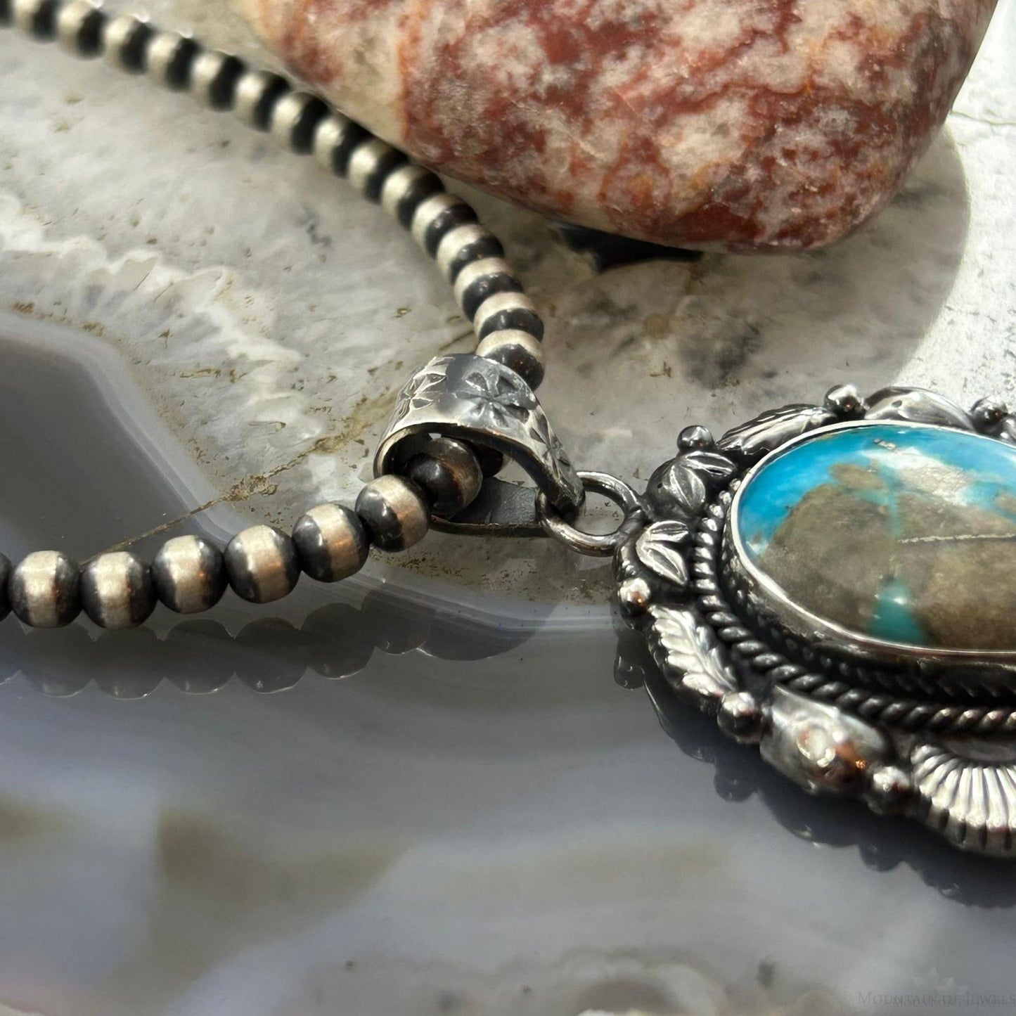 Sterling Silver Southwestern Style Teardrop Turquoise Pendant For Women #9