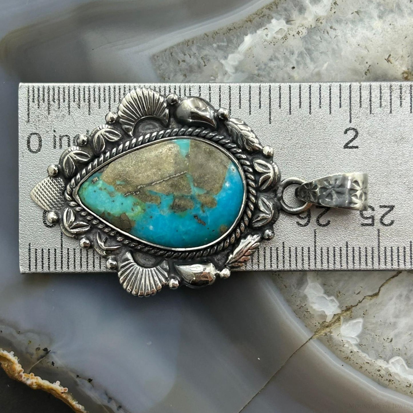 Sterling Silver Southwestern Style Teardrop Turquoise Pendant For Women #9