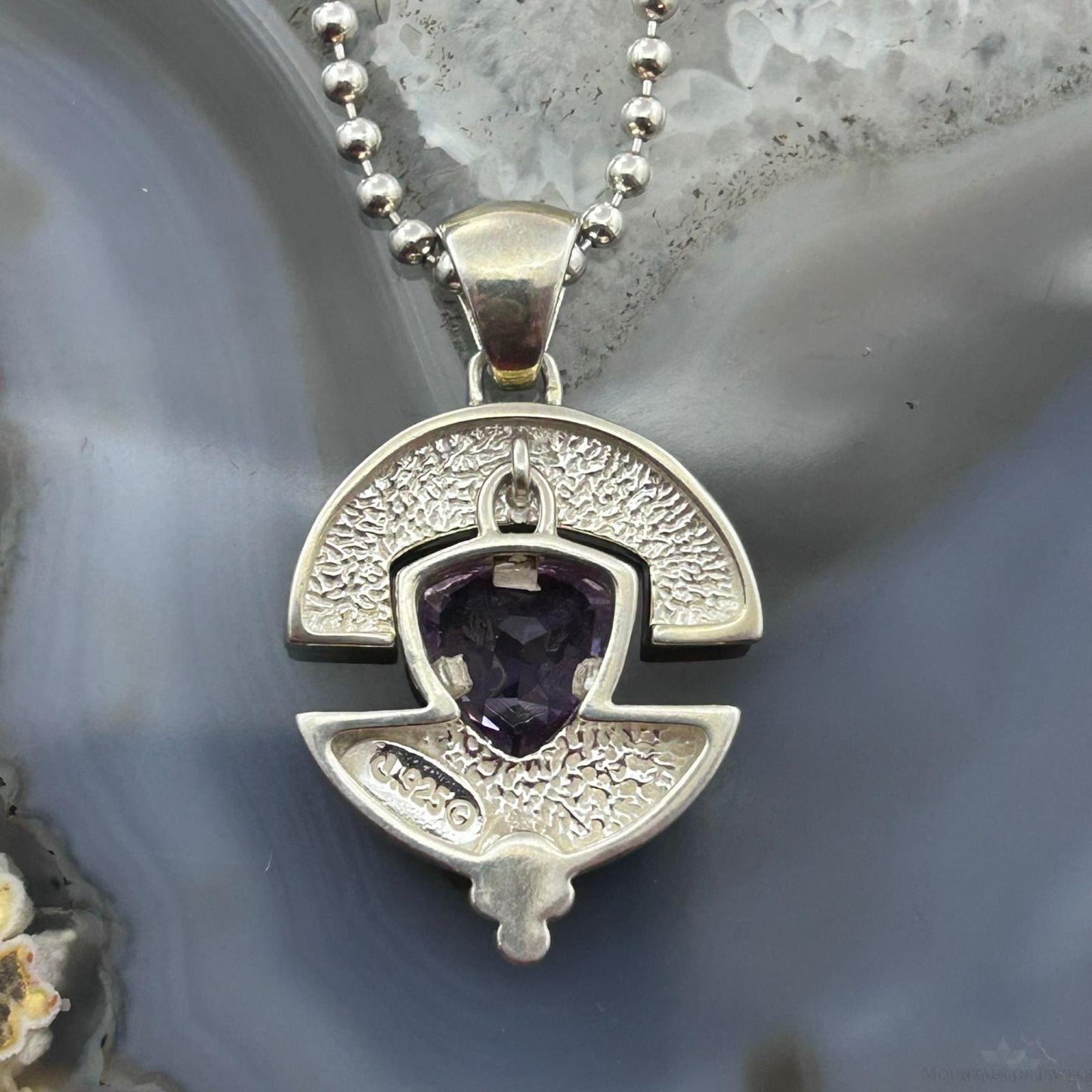 Carolyn Pollack Vintage Sterling Silver Chip Inlay Pendant on 17" Necklace For Women