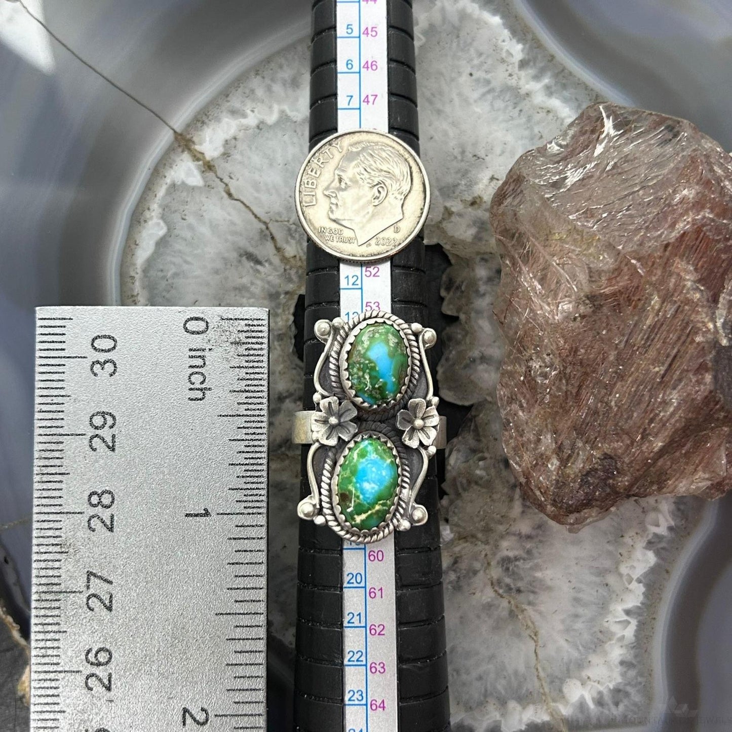 Sterling Silver Southwestern Style 2 Sonora Gold Turquoise Adjustable Ring For Women #4