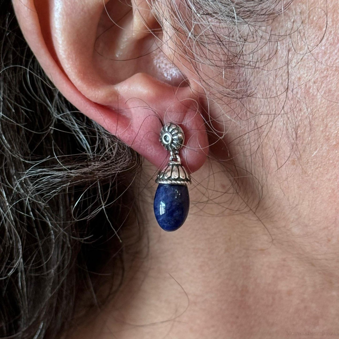 Carolyn Pollack Sterling Silver Oval Sodalite Post Dangle Earrings For Women