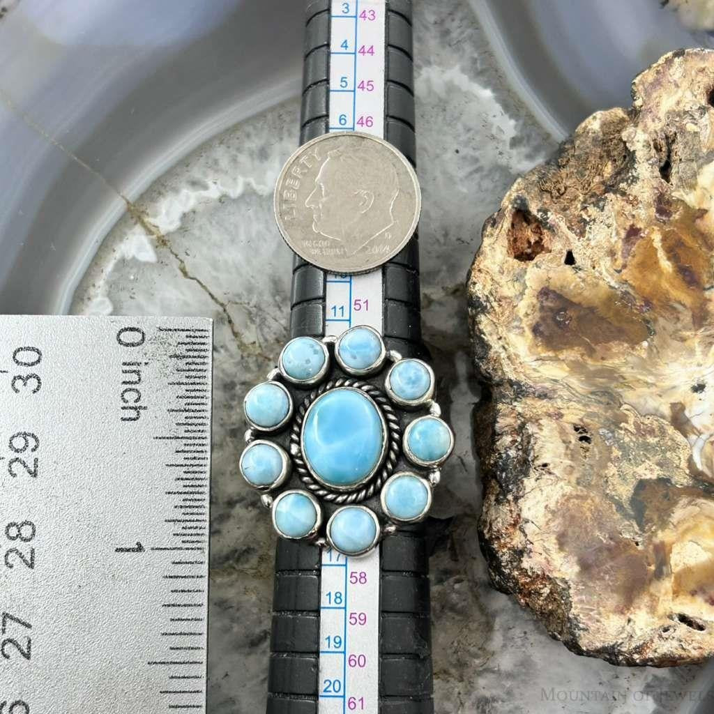 Sterling Silver Southwestern Style Larimar Cluster Ring Size 7 For Women