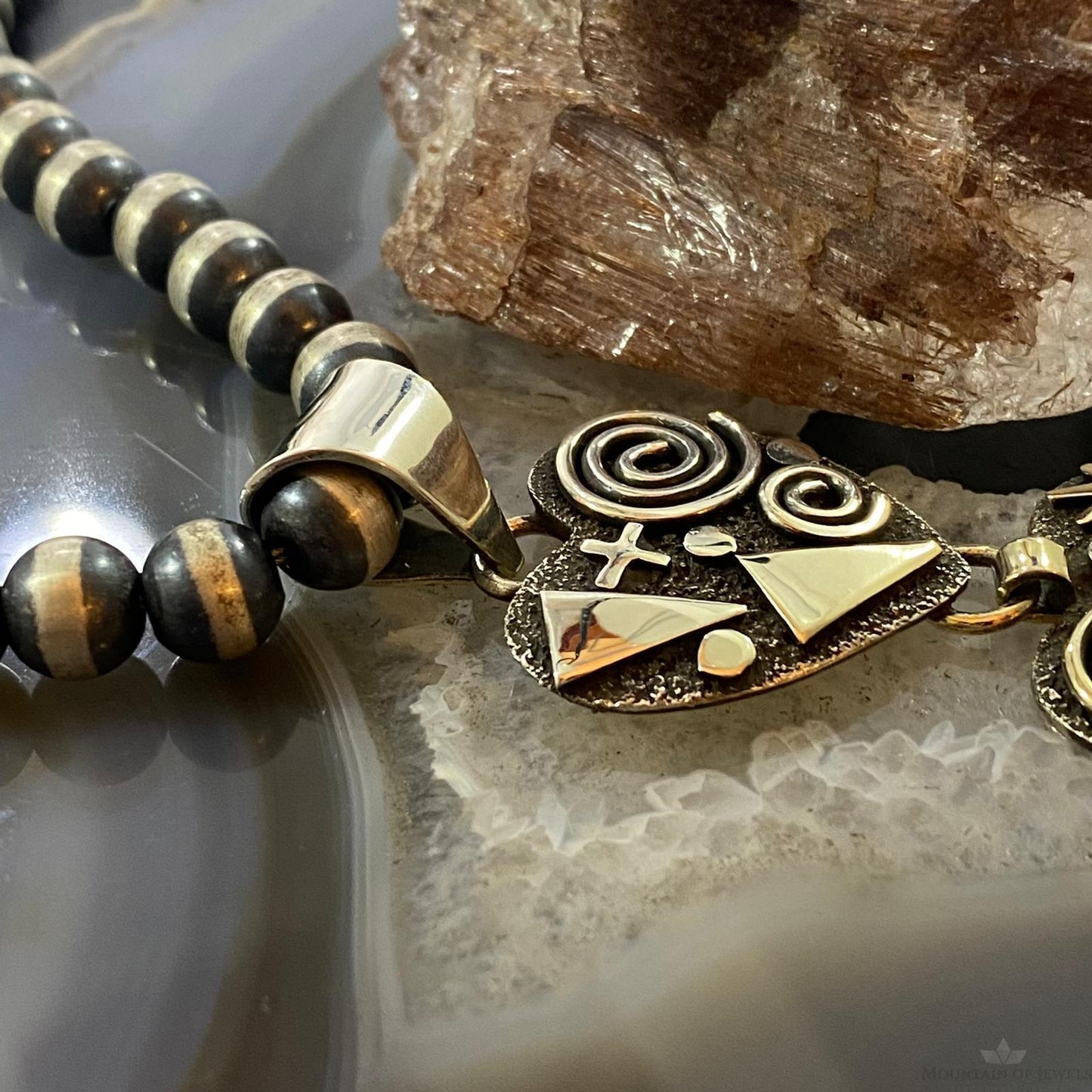 Alex Sanchez Native American Sterling Silver Triple Petroglyph Heart w/Turquoise Pendant For Women #5