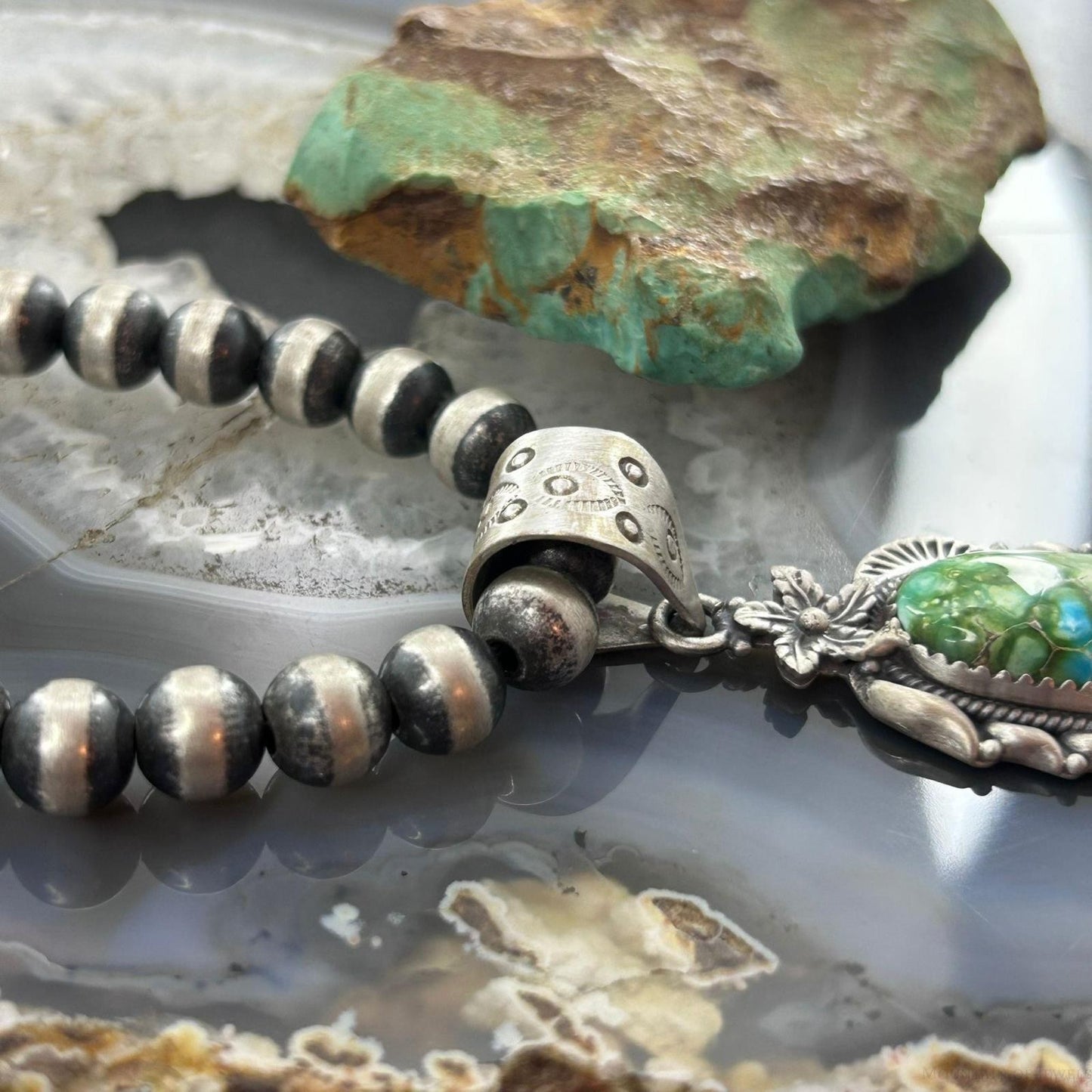 Sterling Silver Southwestern Style Sonora Gold Turquoise Decorated Pendant For Women