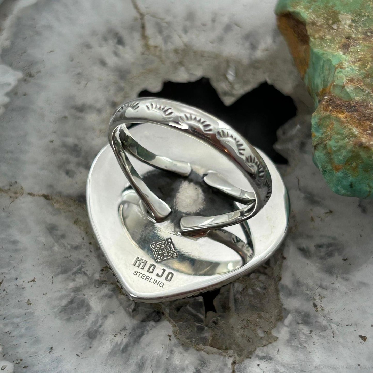 Sterling Silver Southwestern Style White Buffalo Heart Shape Ring Size 10 For Women