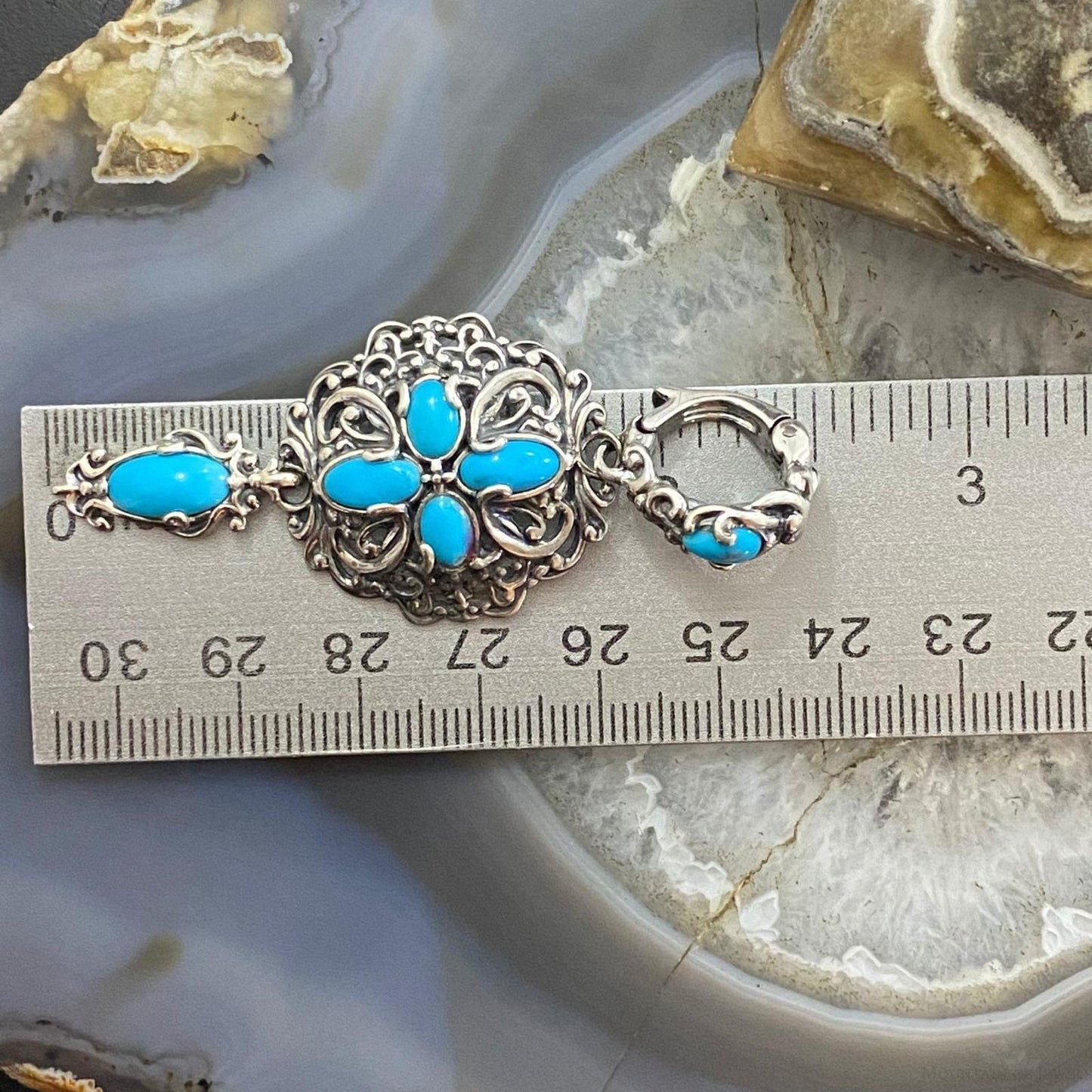 Carolyn Pollack Southwestern Style Sterling Silver Turquoise Filigree Pendant