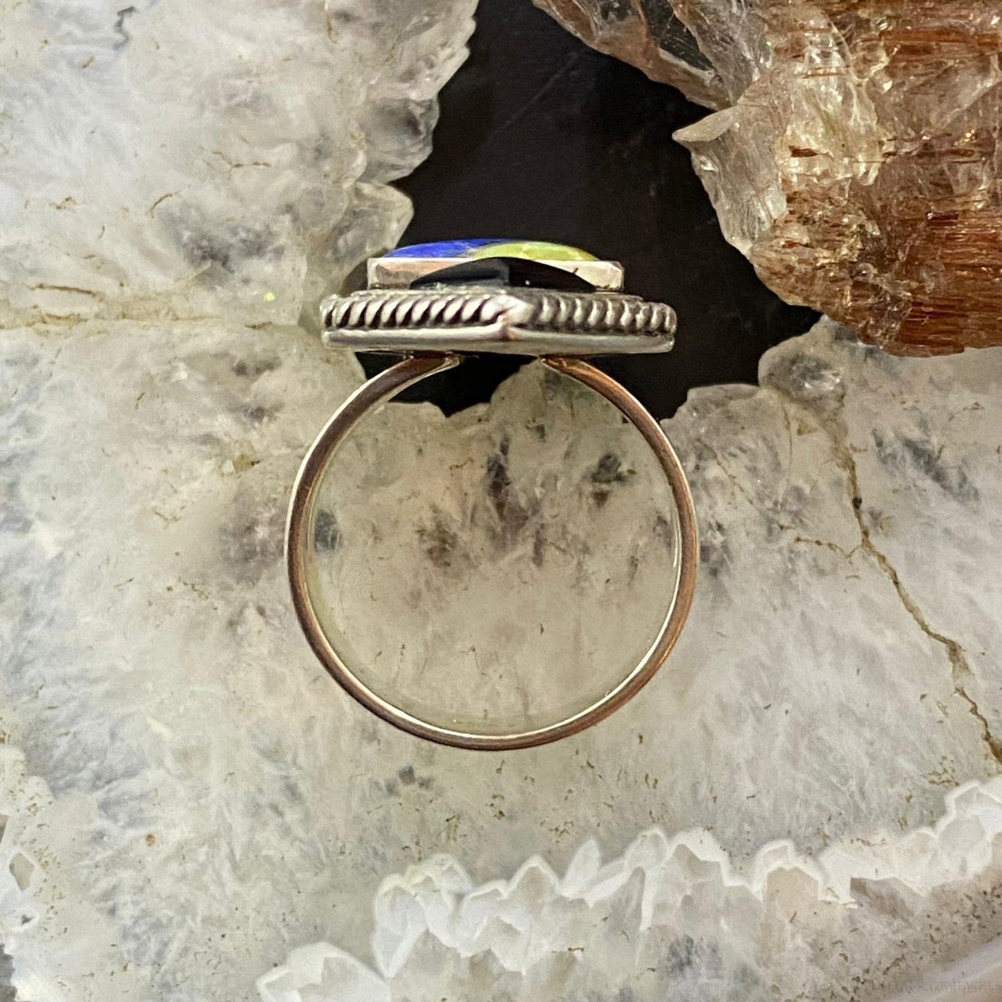 Carolyn Pollack Southwestern Style Sterling Silver Multistone Inlay Decorated Ring For Women