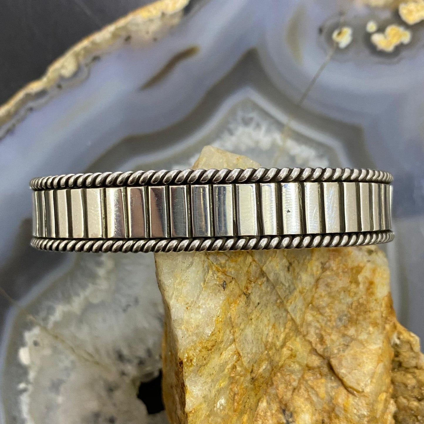 Artie Yellowhorse Native American Sterling Silver Engraved Bracelet For Women