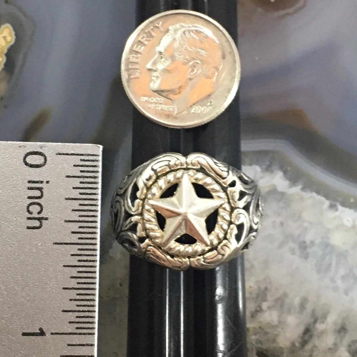 Carolyn Pollack Southwestern Style Sterling Silver Lone Star of Texas Unisex Ring