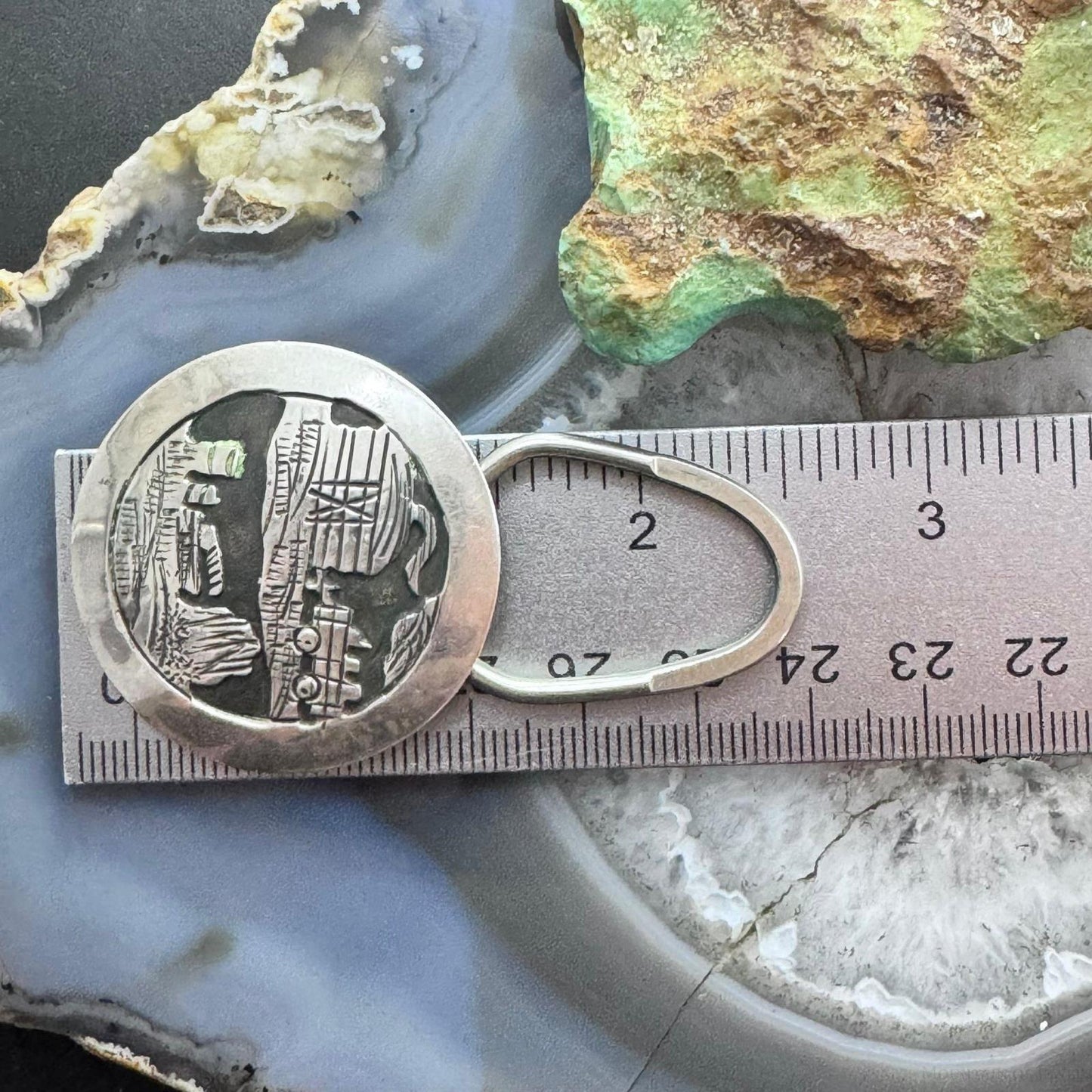 Vintage Tillie Jon Native American Sterling Silver Overlay Rez Life Keyring