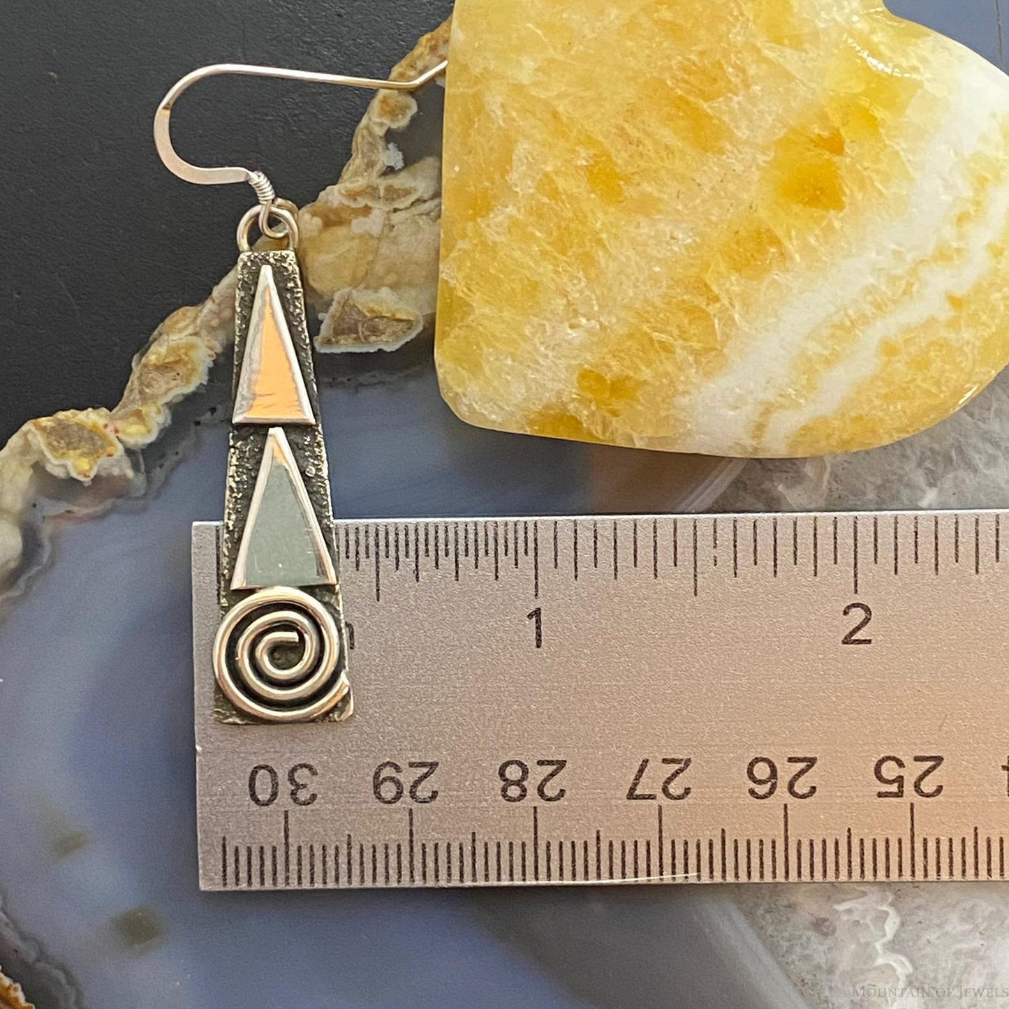 Alex Sanchez Native American Sterling Silver Tipi Petroglyph Dangle Earrings #4