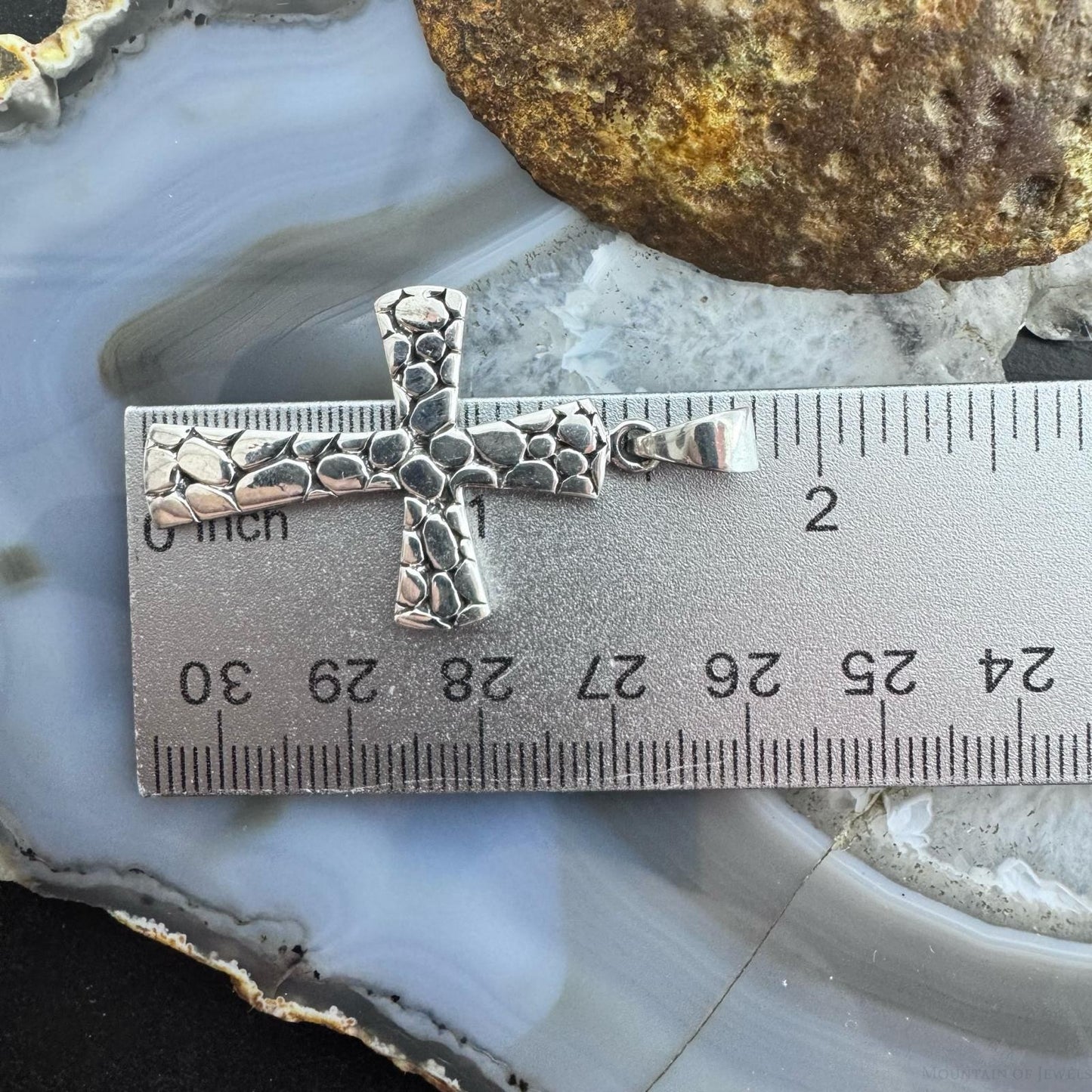 Sterling Silver Southwestern Style Decorated Unisex Cross Pendant