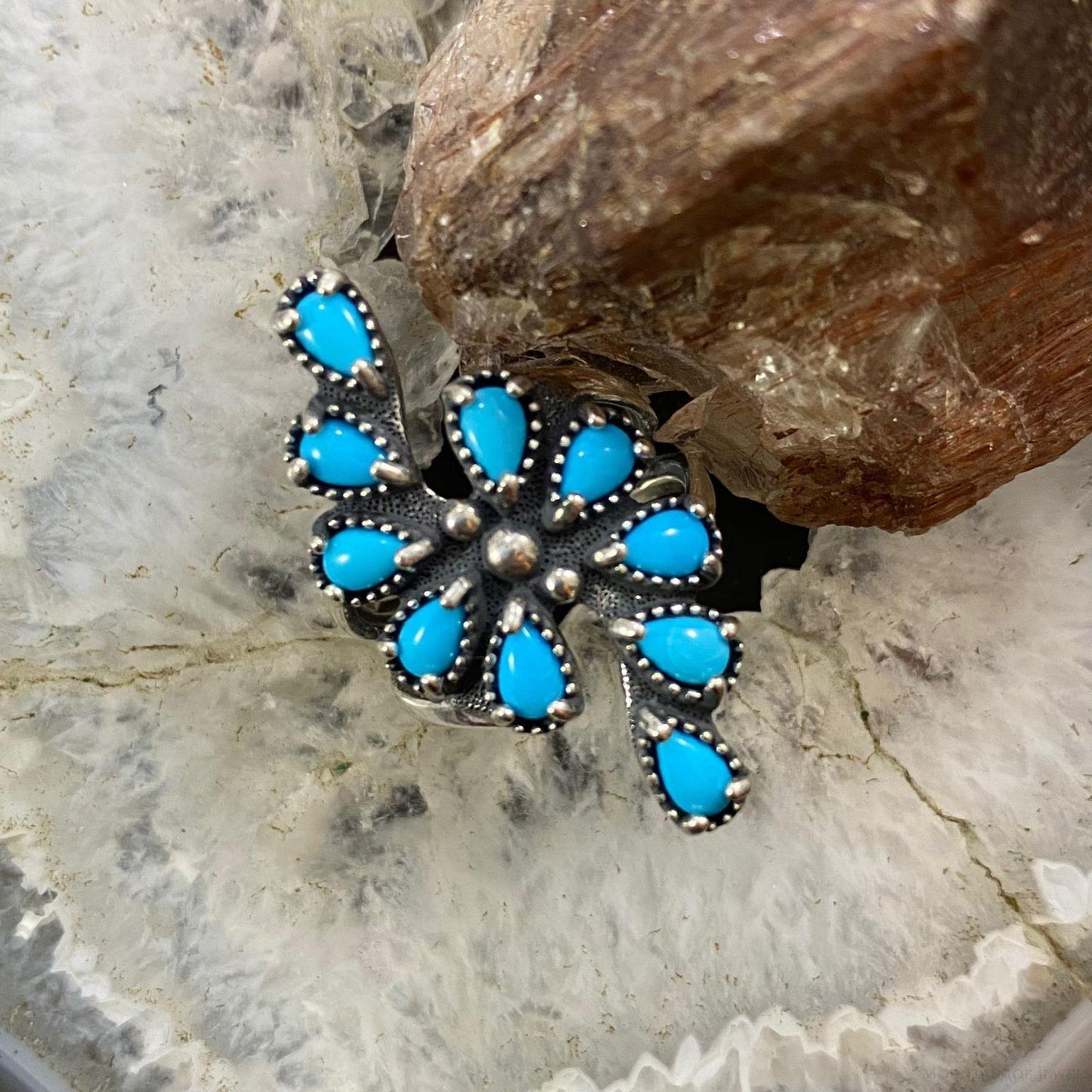 Carolyn Pollack Sterling Turquoise Cluster Decorated Ring Variety of Sizes