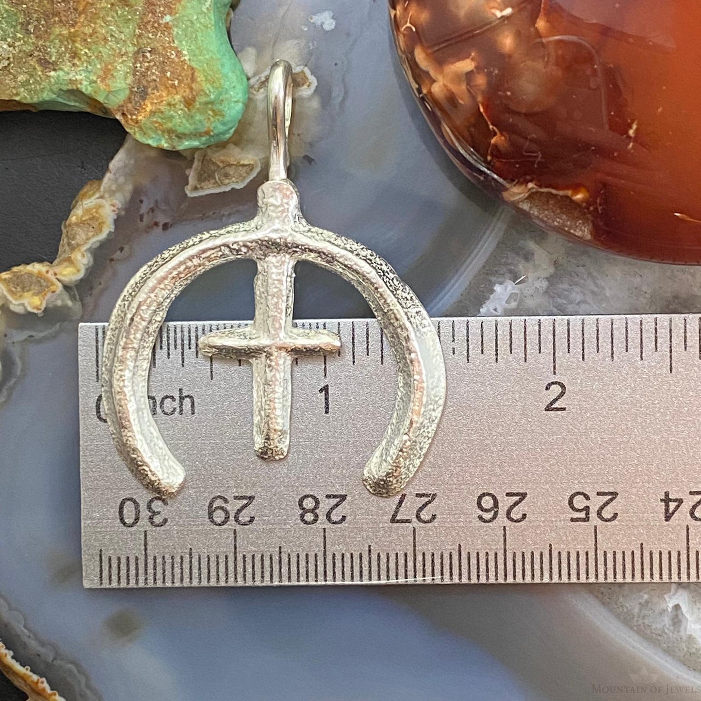 Ira Custer Native American Sterling Silver Tufa Cast Unisex Cross & Naja Pendant