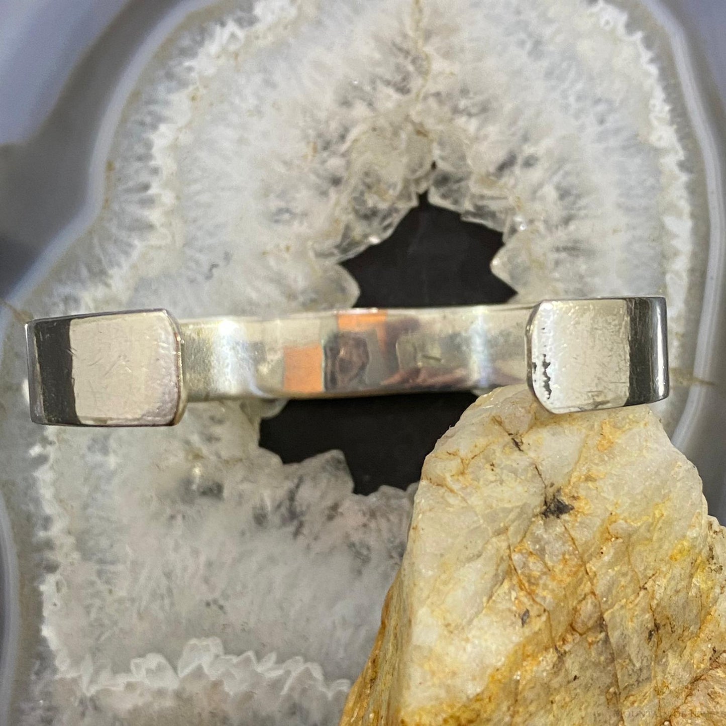 Vintage Native American Sterling Silver Southwestern Motif Stamped Bracelet For Women