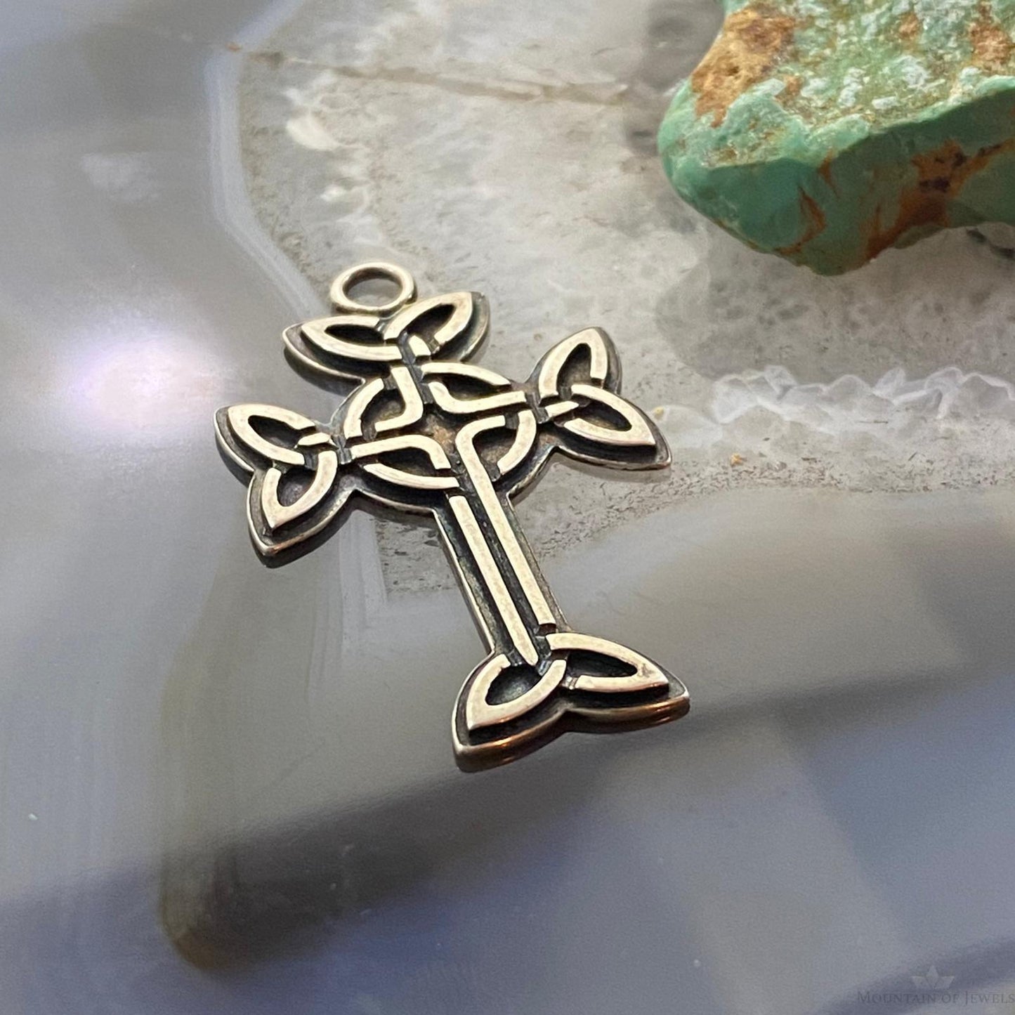 Vintage Signed Anderson Sterling Silver Overlay Celtic Cross Unisex Pendant
