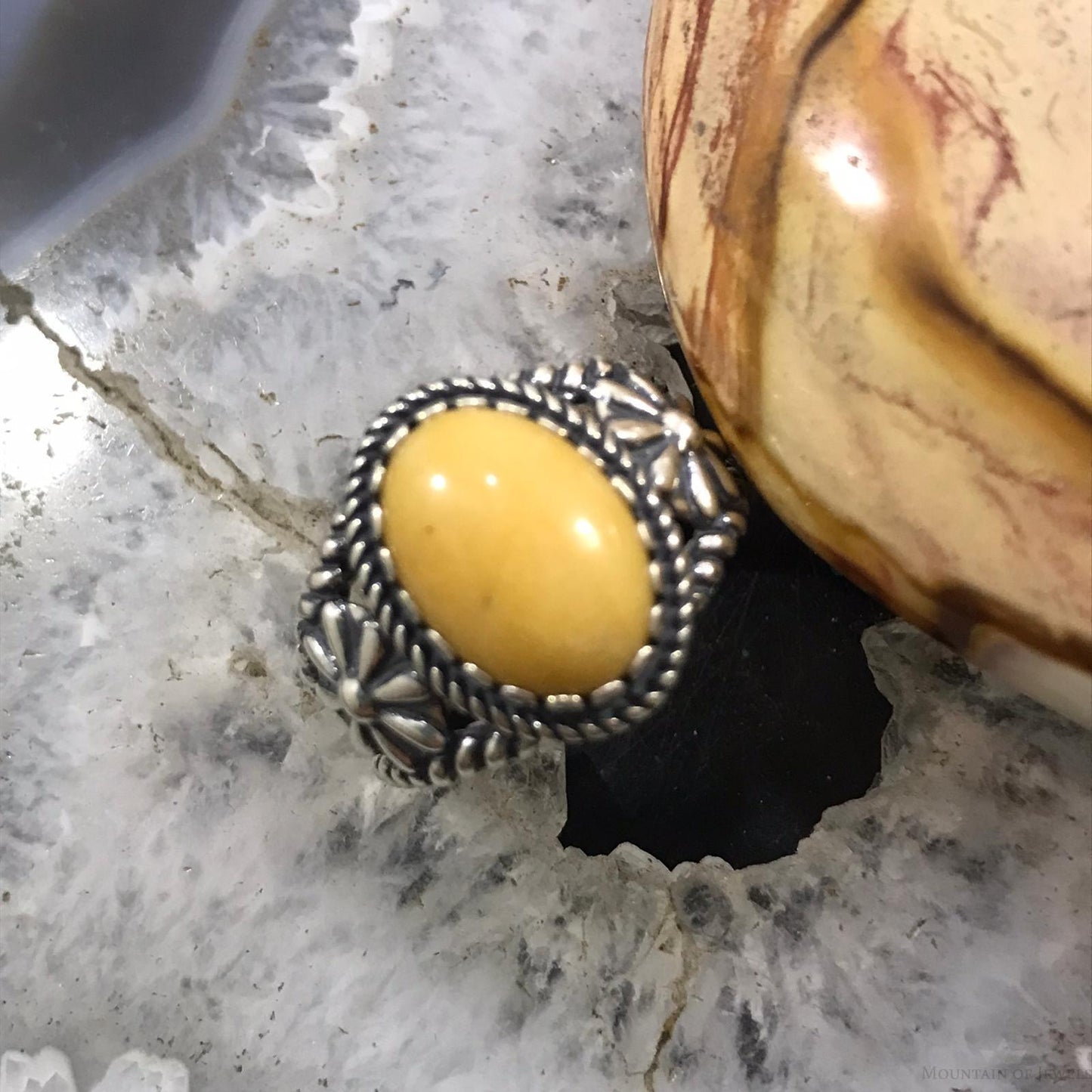 Carolyn Pollack Sterling Silver Oval Yellow Jasper Ring Size 10.25 For Women