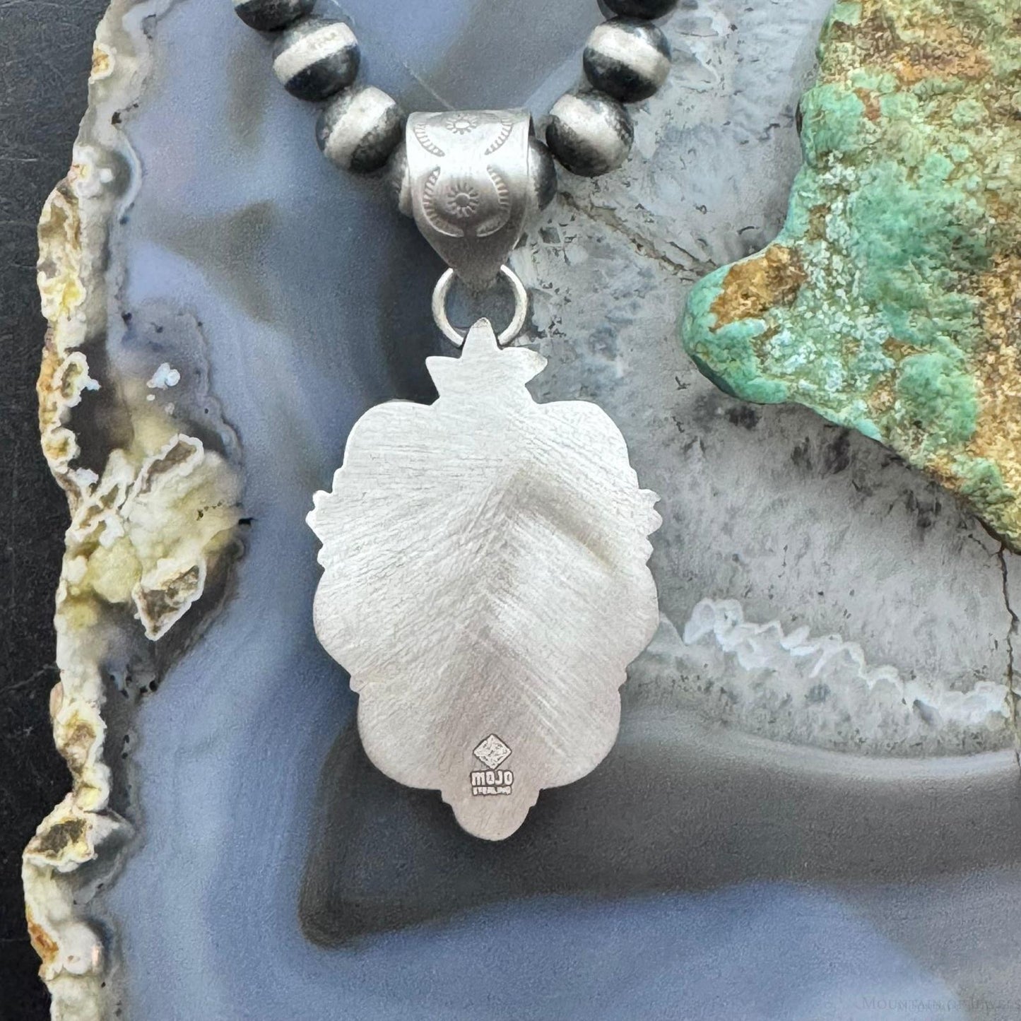 Sterling Silver Southwestern Style Oval Turquoise Decorated Pendant For Women