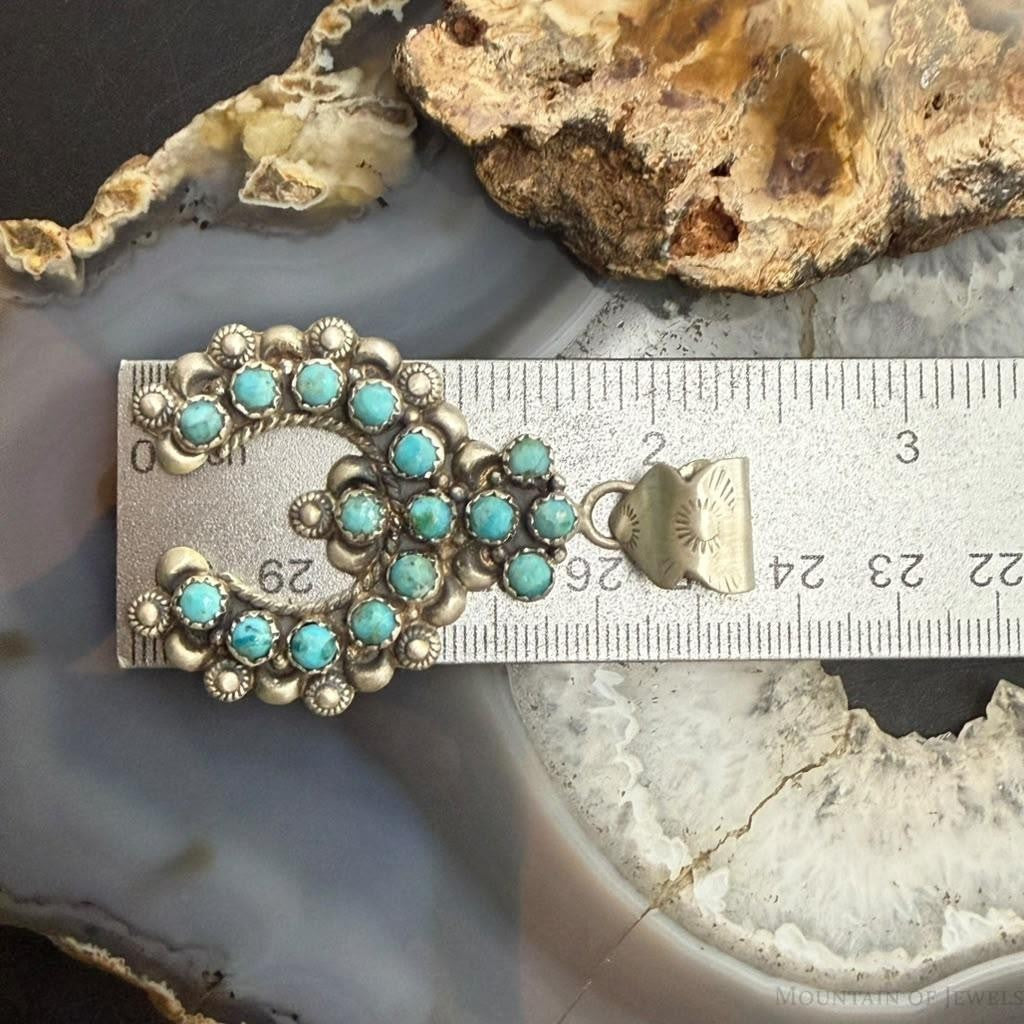 Sterling Silver Southwestern Style Multi Turquoise Decorated Naja Pendant For Women