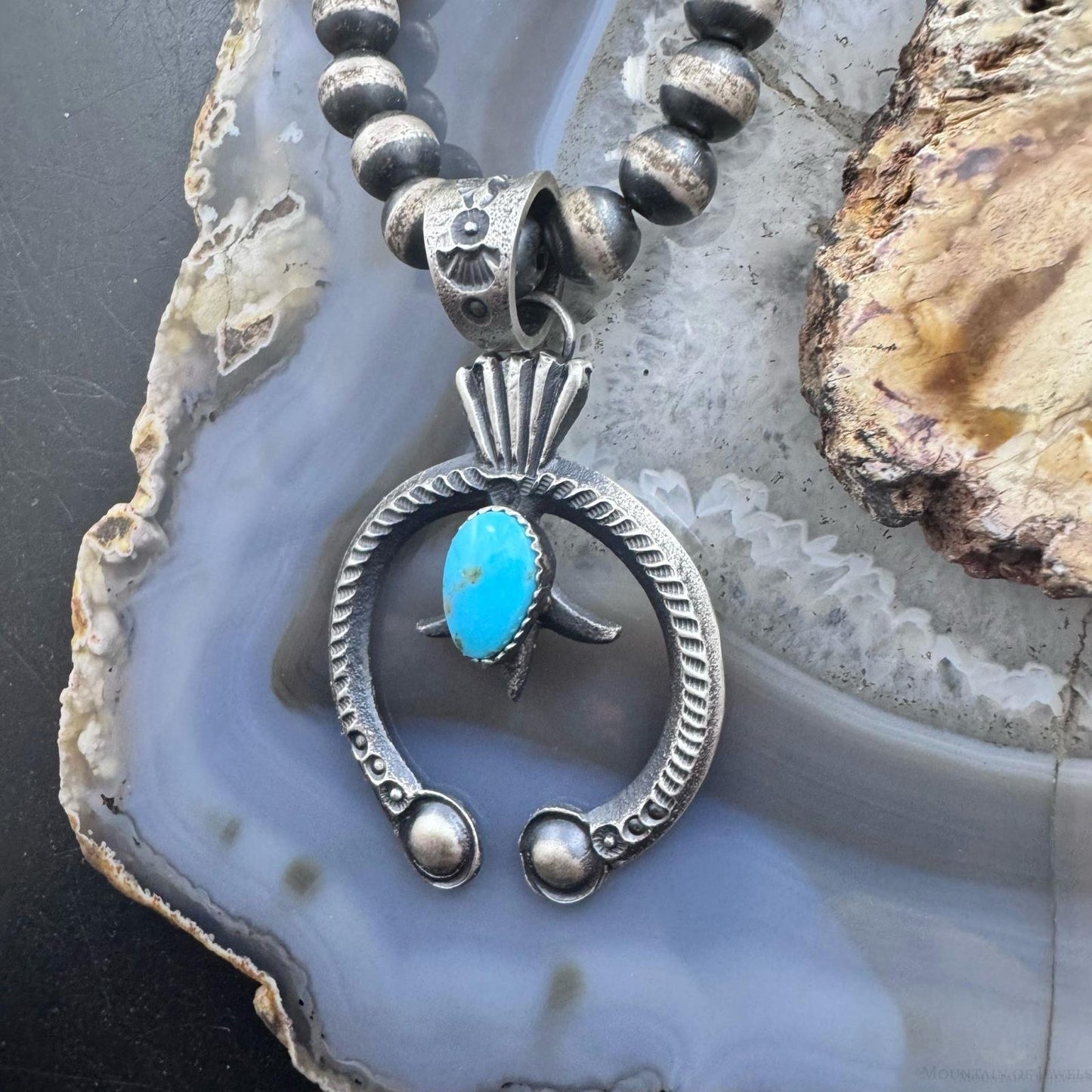 Eva & Linberg Billah Sterling Silver Teardrop Turquoise Decorated Unisex Naja Pendant