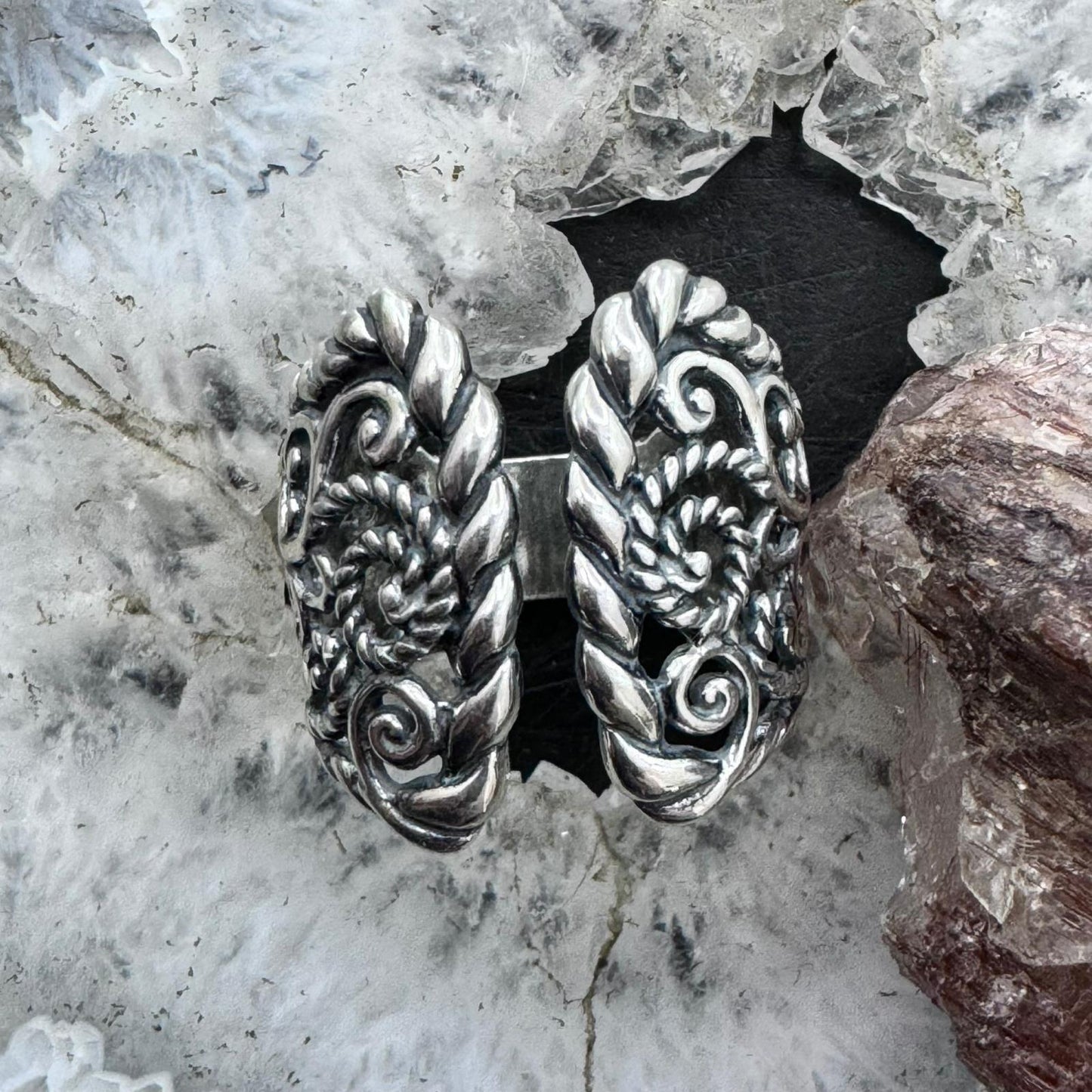Carolyn Pollack Sterling Silver Decorated Engraved Adjustable Ring Size 9 For Women