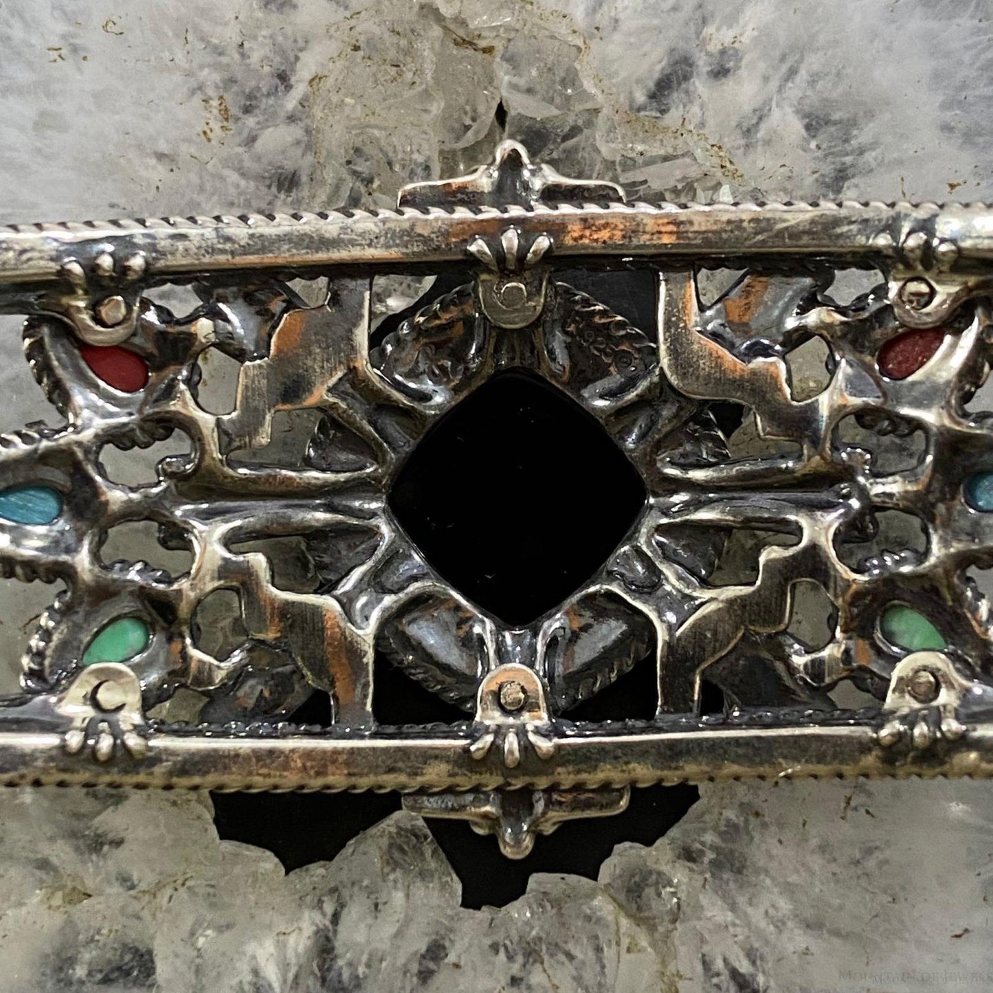 Fritz Casuse & Carolyn Pollack Sterling Silver Multistones Zia Collection Statement Bracelet For Women