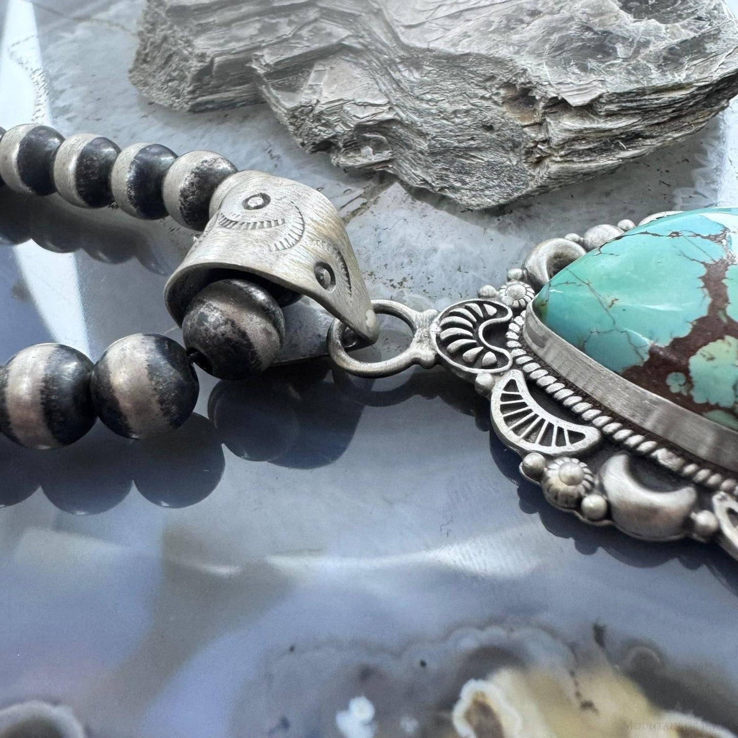 Sterling Silver Southwestern Style Large Chubby Teardrop Sierra Bella Turquoise Pendant For Women