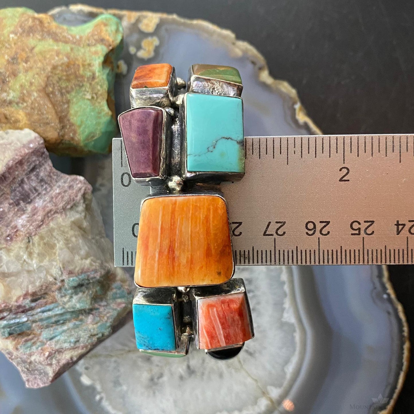 Chimney Butte Vintage Sterling Silver Chunky Multi-Stone Bracelet For Women
