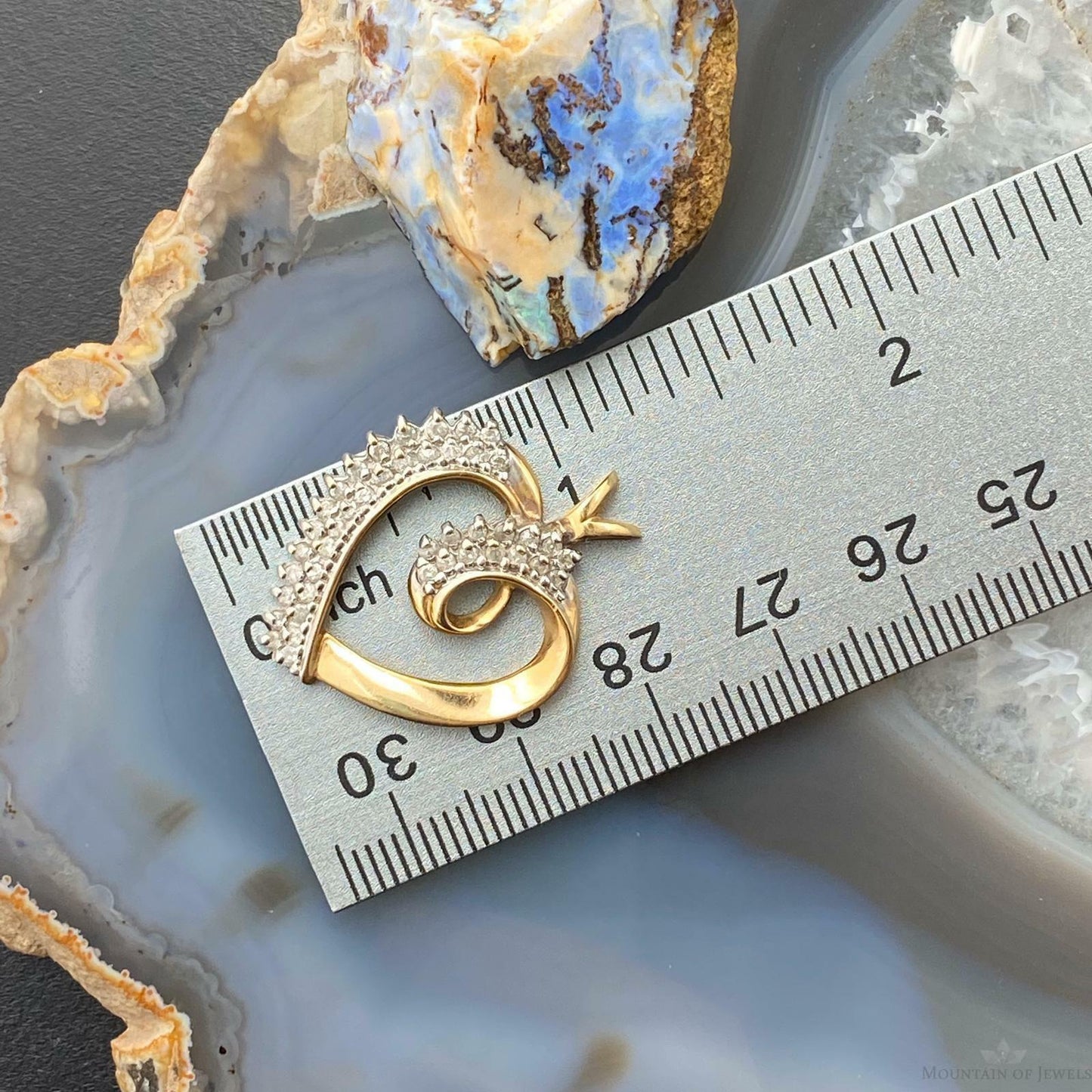 14K Yellow Gold Diamonds Heart Shape Pendant For Women