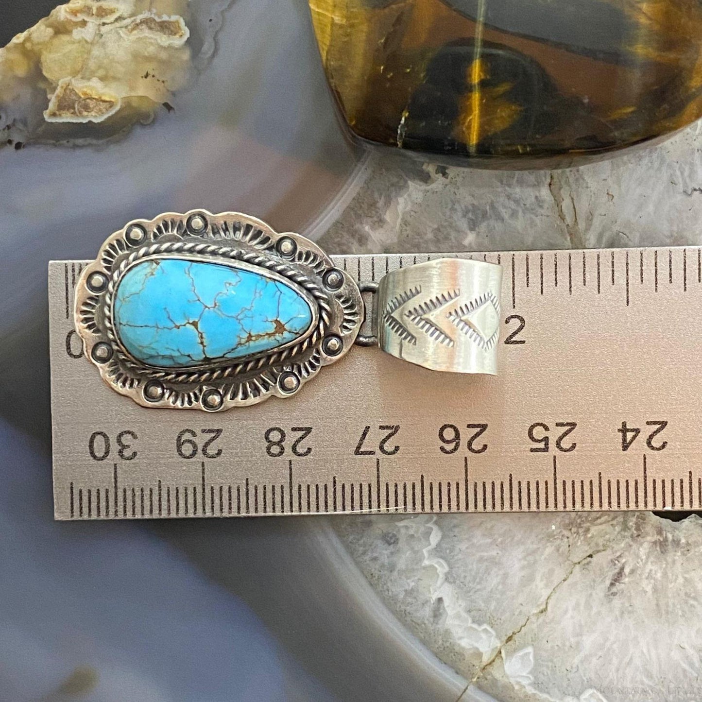Tim Vanderver Sterling Teardrop Kingman Turquoise Decorated Pendant For Women