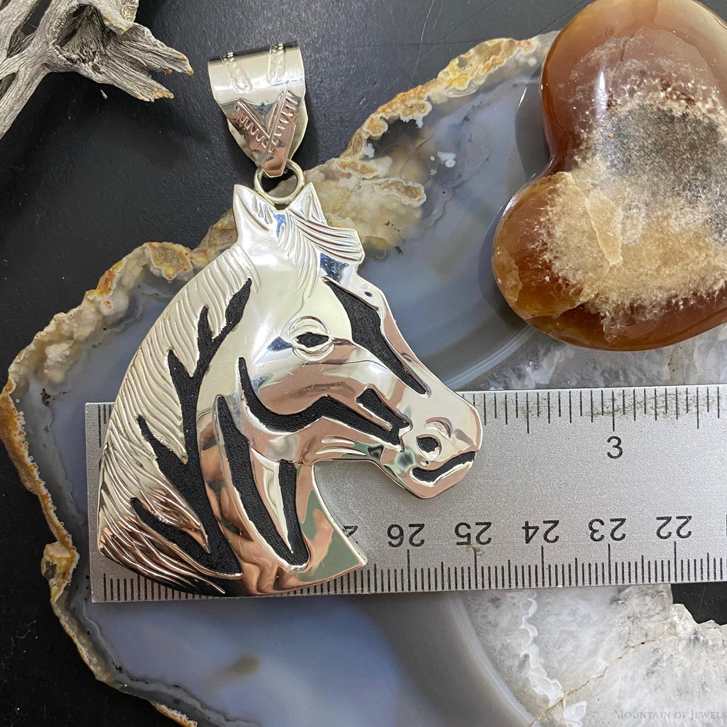 Alonzo Mariano Navajo Sterling Silver Overlay Horse Unisex Pendant Necklace