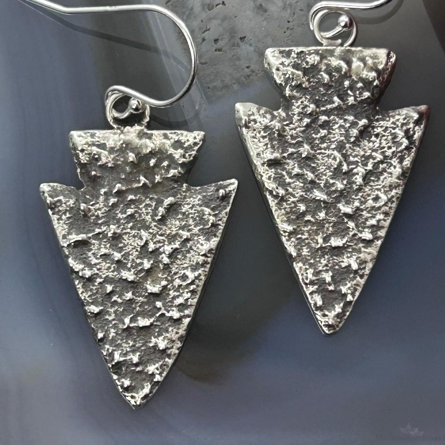 Cheyenne Custer Sterling Silver Tufa Cast Arrowhead Dangle Earrings For Women
